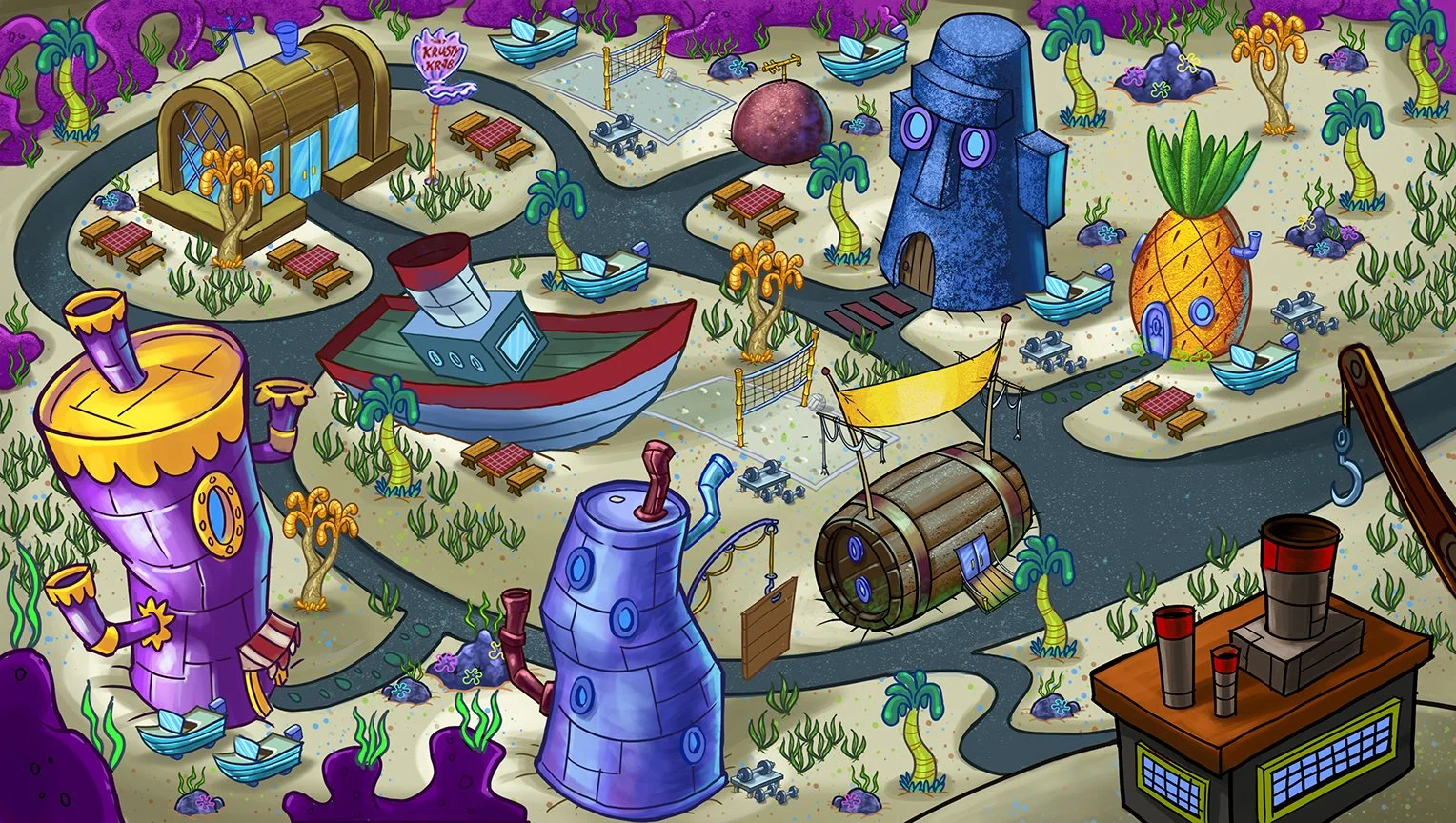  Concept art for game map. 