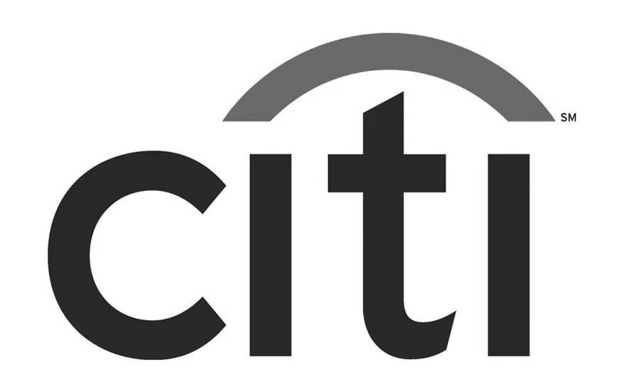 Close-up of the Citibank logo featuring lowercase black letters 'citi' with a gray curved line above the 't' symbolizing an umbrella.
