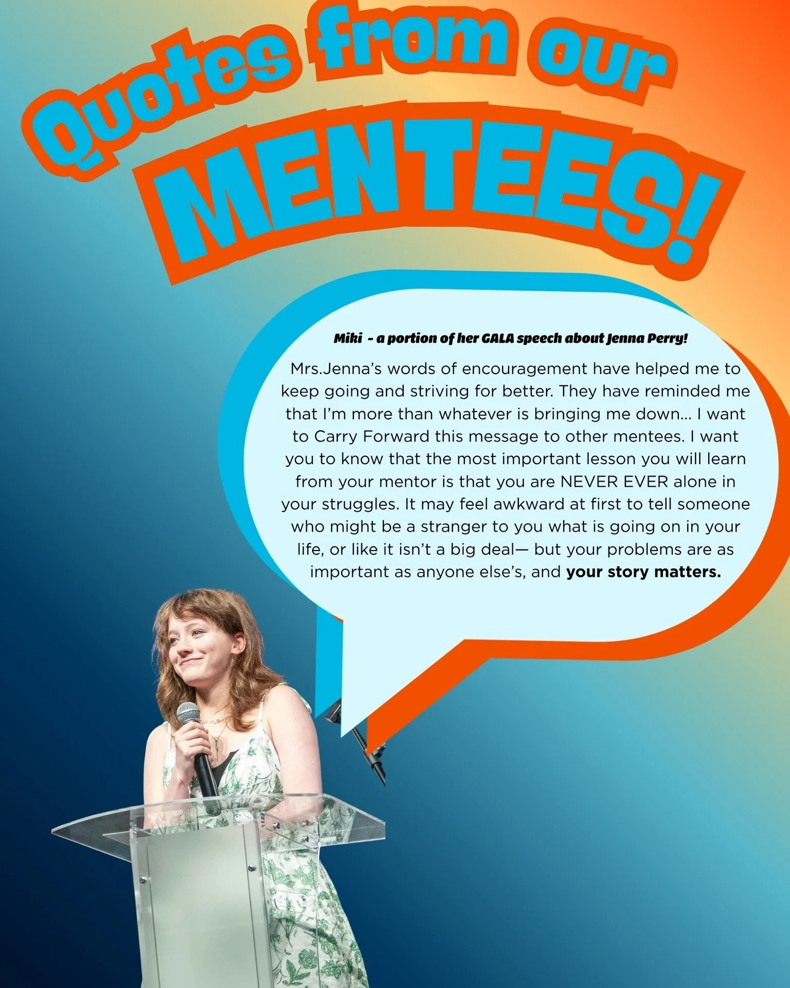 One of the most powerful moments of our 2026 GALA was hearing Miki speak about her five-year journey with her mentor, Jenna Perry. Miki shared their story with such grace, including the celebration of Jenna being three years cancer-free.

It takes im