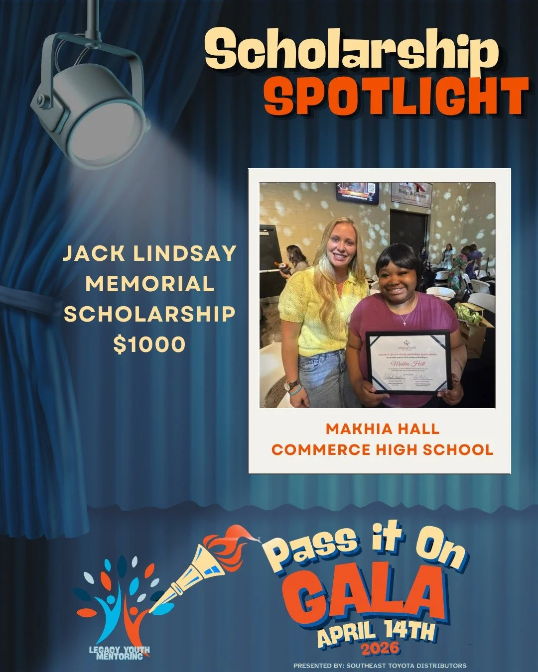 Please help us congratulate our 2026 Jack Lindsay Memorial Scholarship recipients:
Makhia Hall- Commerce High School
Eric Tripson- Jackson County High School
William Velasquez- Jefferson High School
Ansley Warren- Jefferson High School

We are so pro