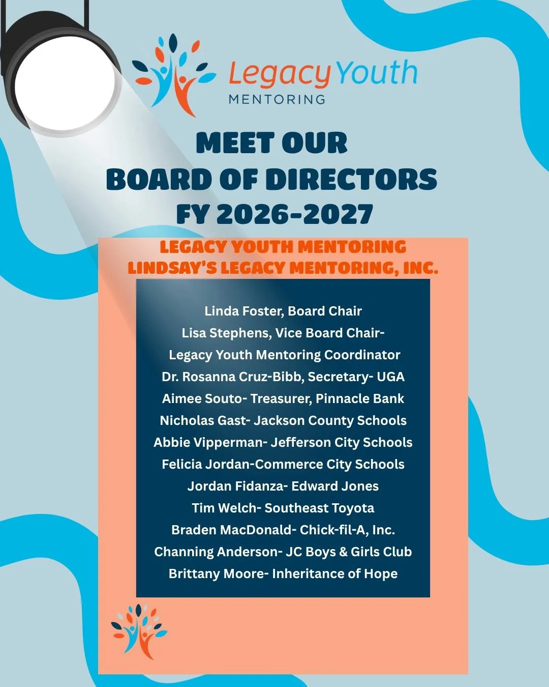 Meet the leaders supporting the mission of LYM! We are thrilled to introduce our Legacy Youth Mentoring Board of Directors for FY 2026-2027! These outstanding community members and mentors are dedicating their time and passion to steer the supporting