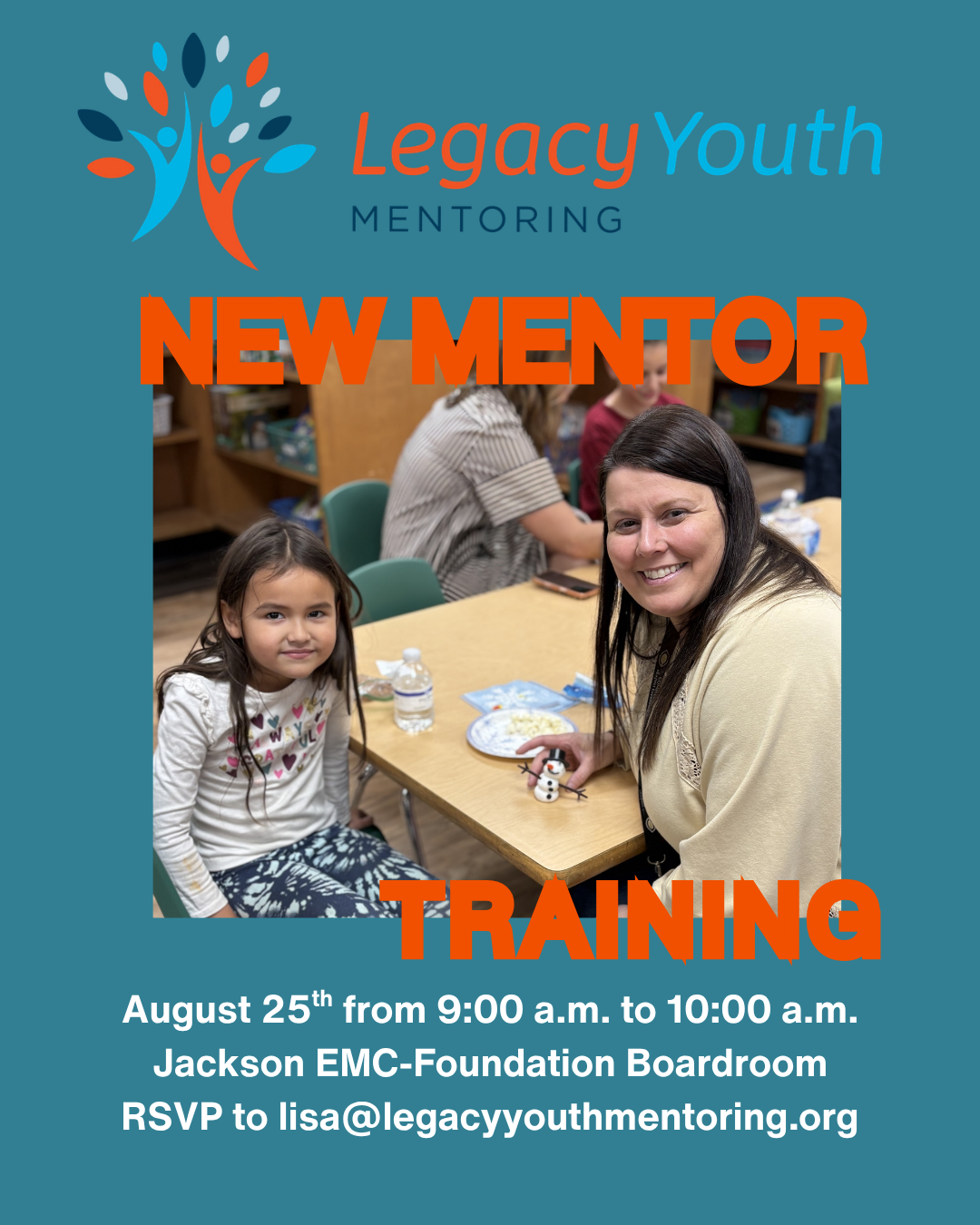 New Mentor Training Session, Aug. 25th at 9:00 a.m.