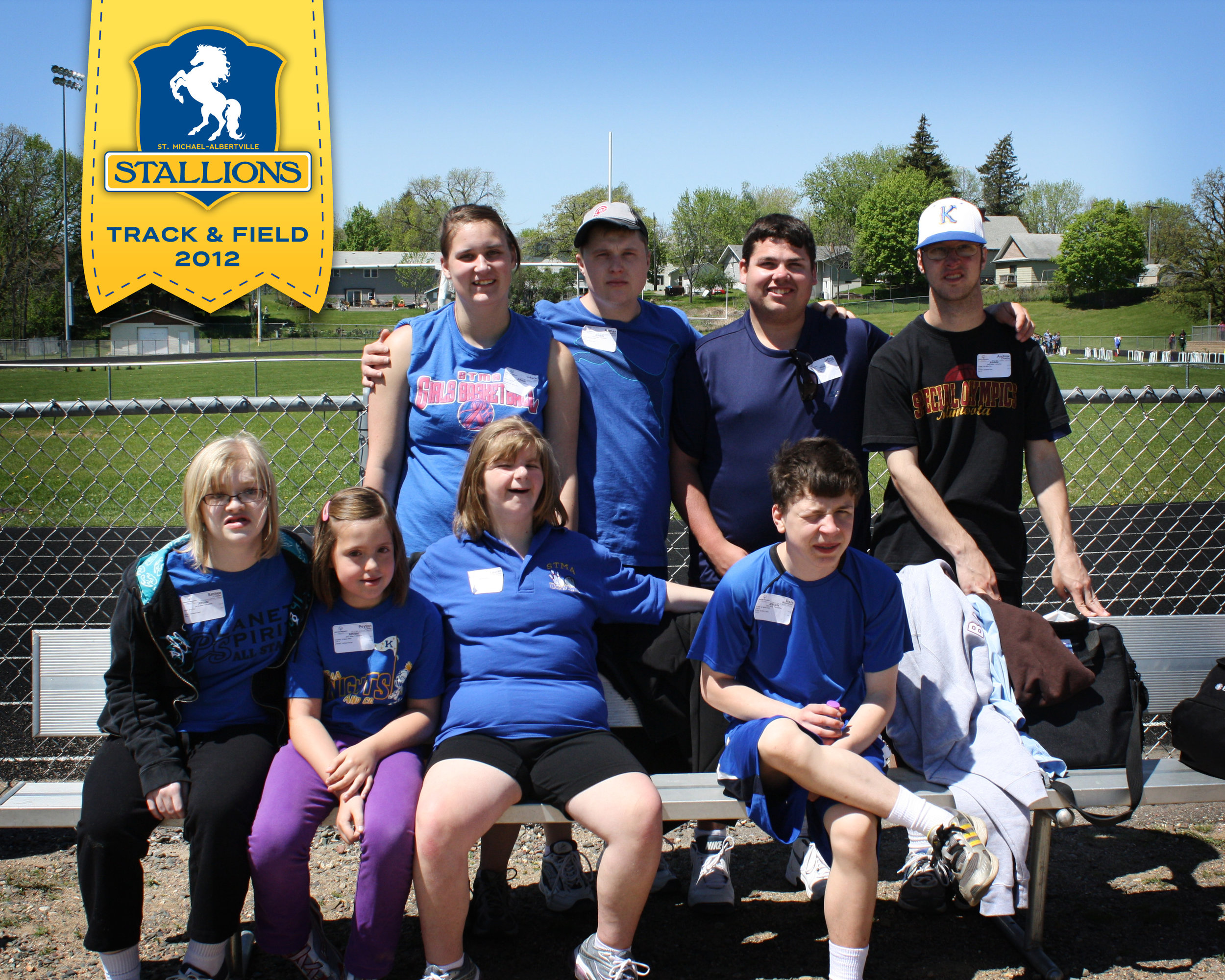 The very first Stallions group at the 2012 Area 7 Special Olympics Minnesota Track & Field meet ... my how we've grown!