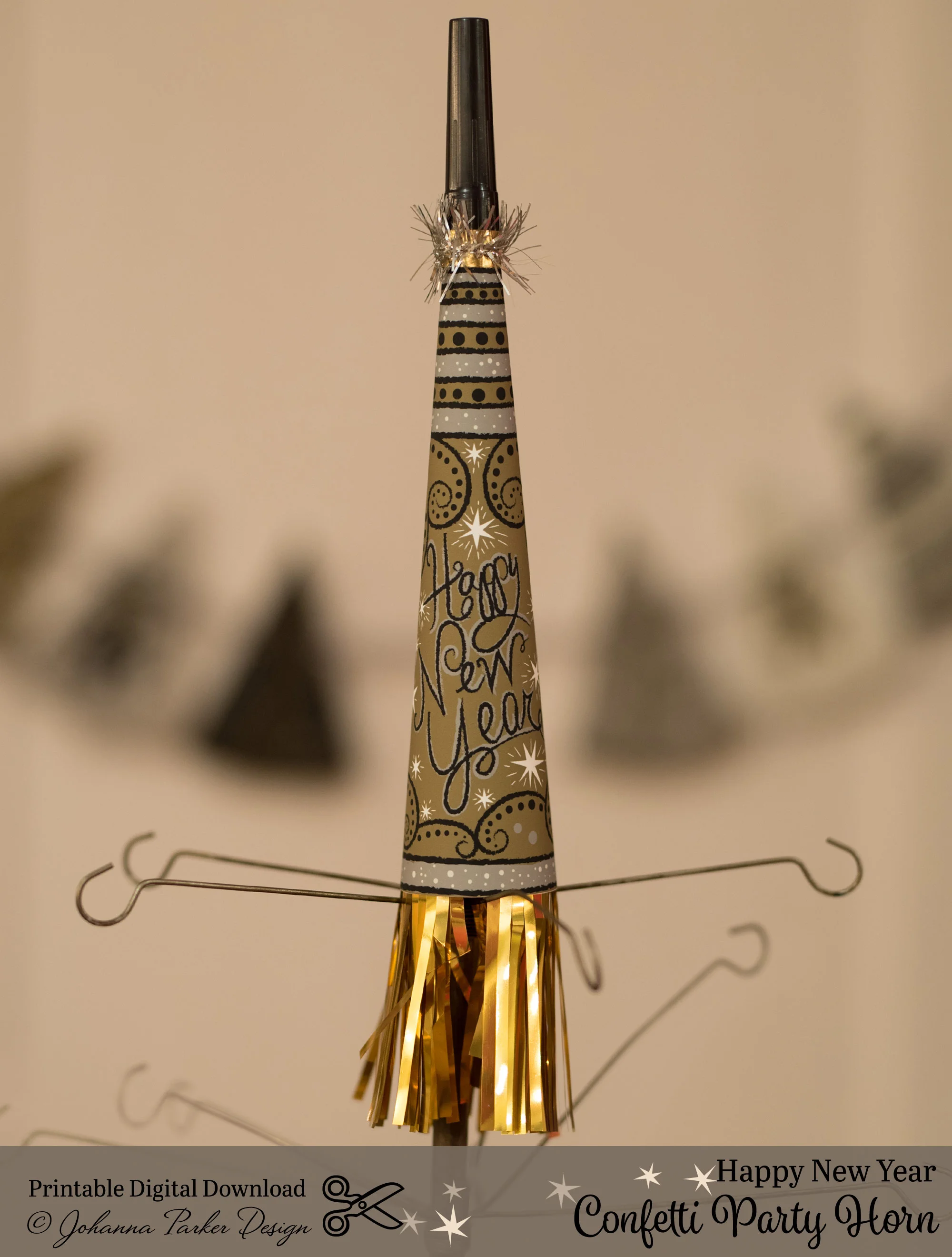 Happy New Year Confetti Party Horn