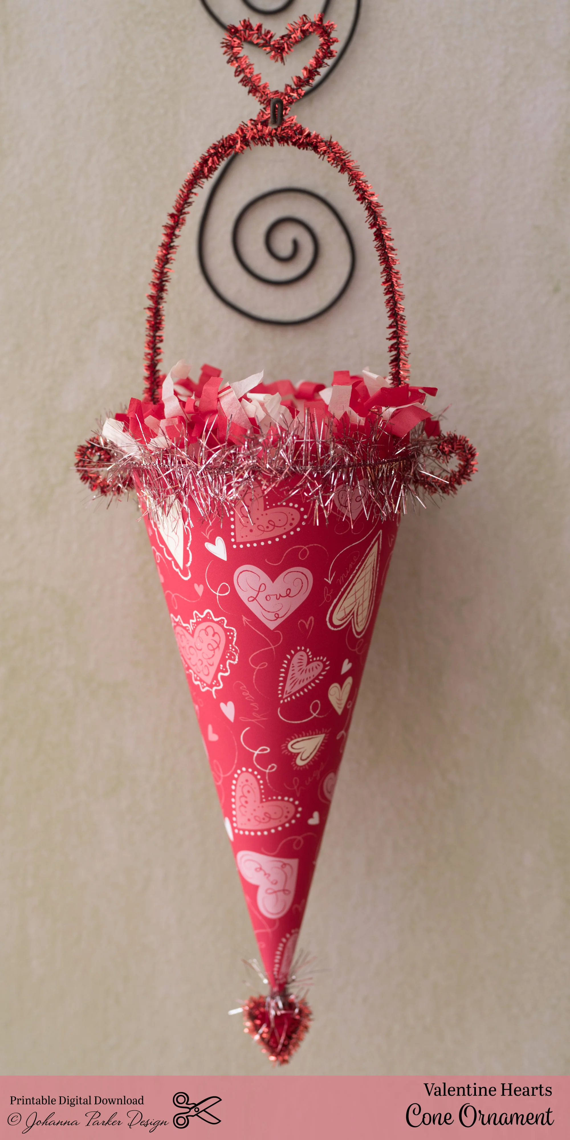 Valentine Hearts Cone Ornament