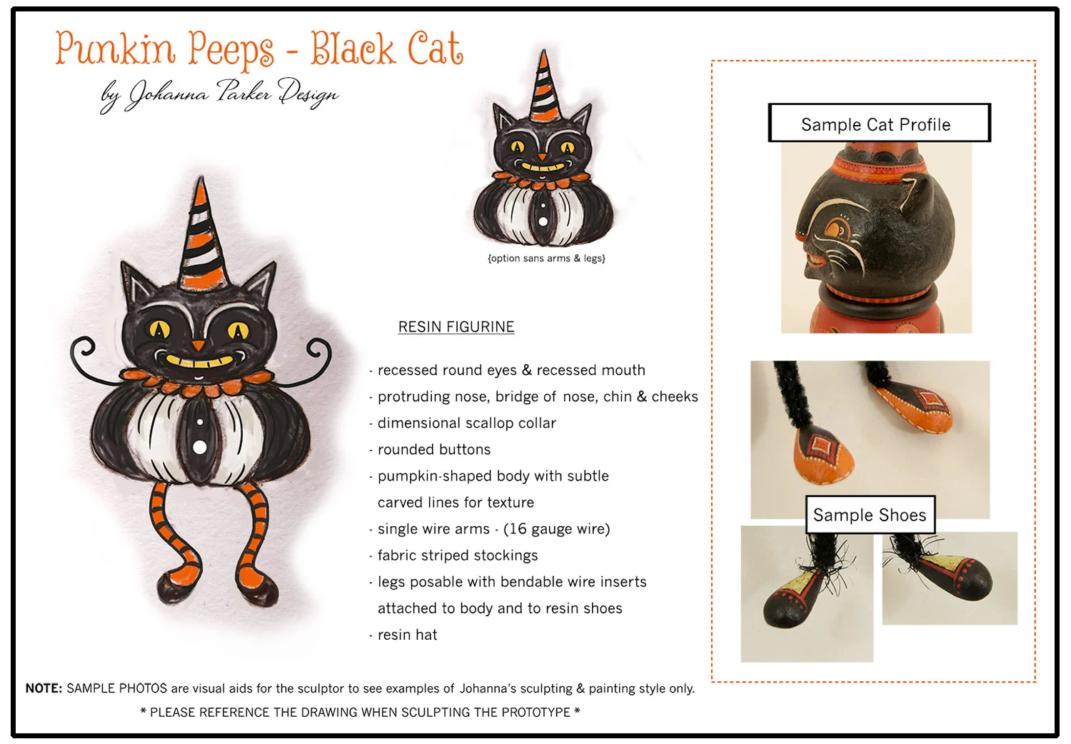 Initial artwork for my black cat "Punkin Peep" shelf sitter... It was from this guy that the black cat mug was inspired and developed a year later.