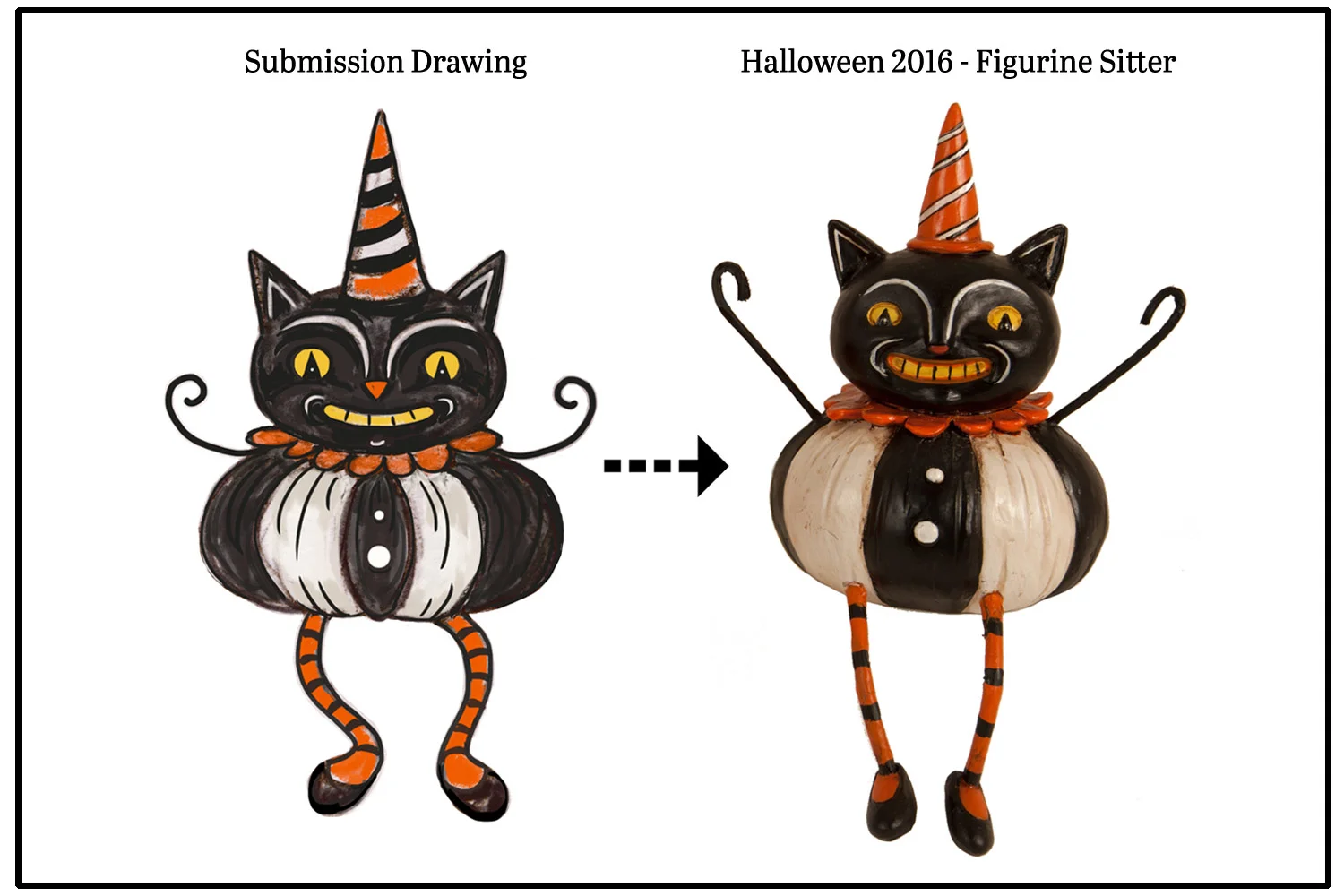 A quick before and after, from rough illustration to final product which debuted in 2016...I'm thinking that I like the figurine better than my sketch. Gotta love that!