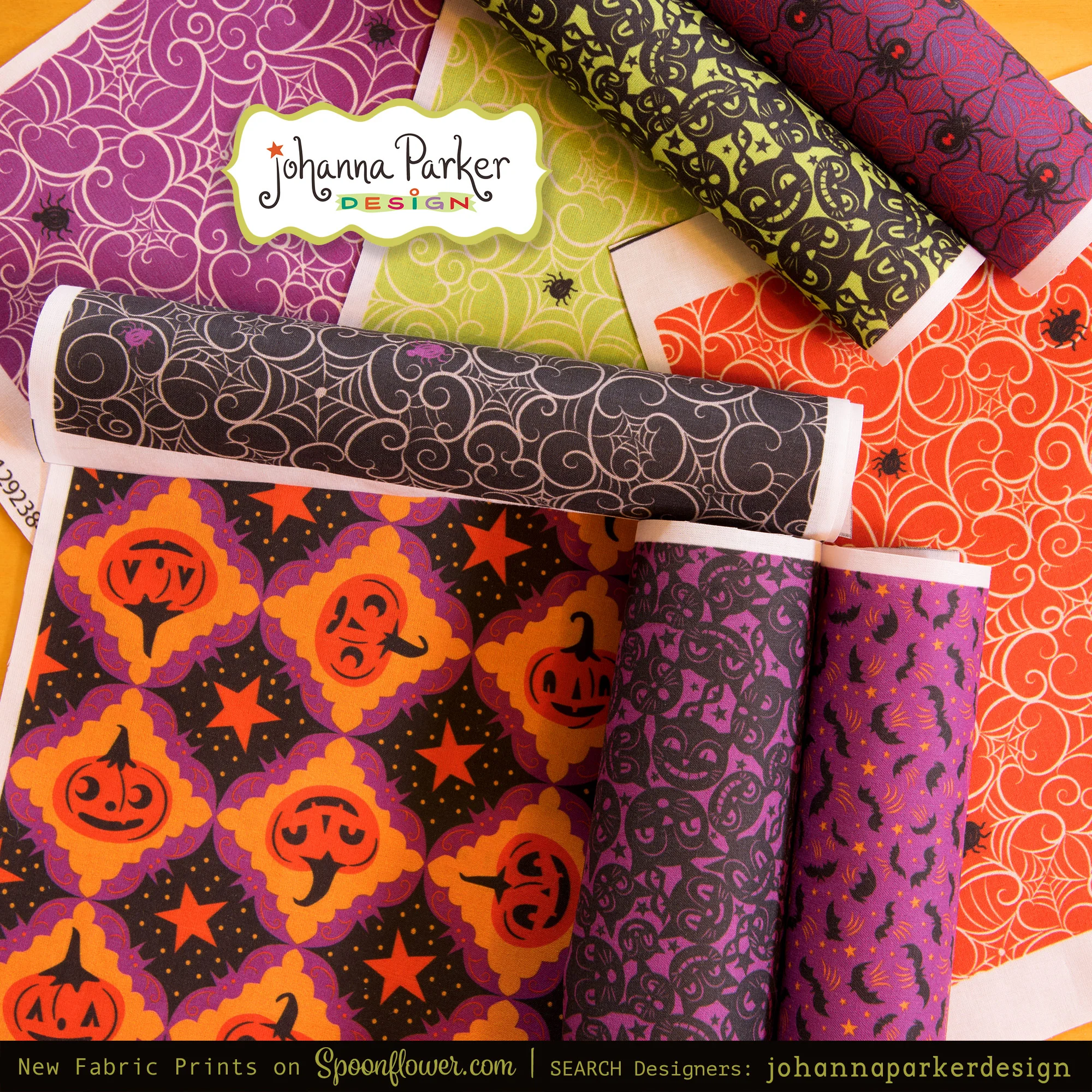Choose from 50 Johanna Parker Halloween prints! Here are a few of the latest designs incorporating purple in the mix...