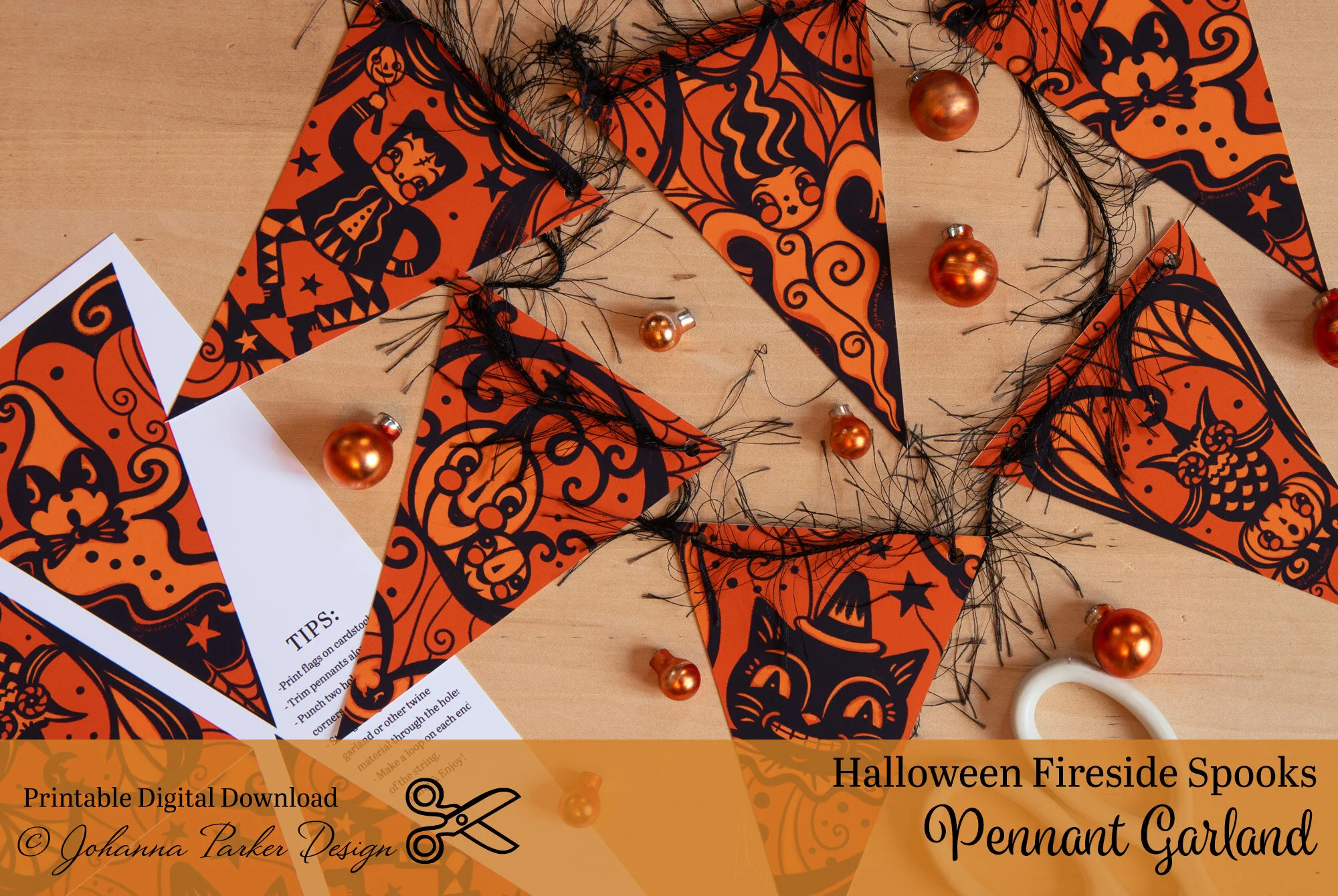 Halloween Fireside Spooks Pennant Garland