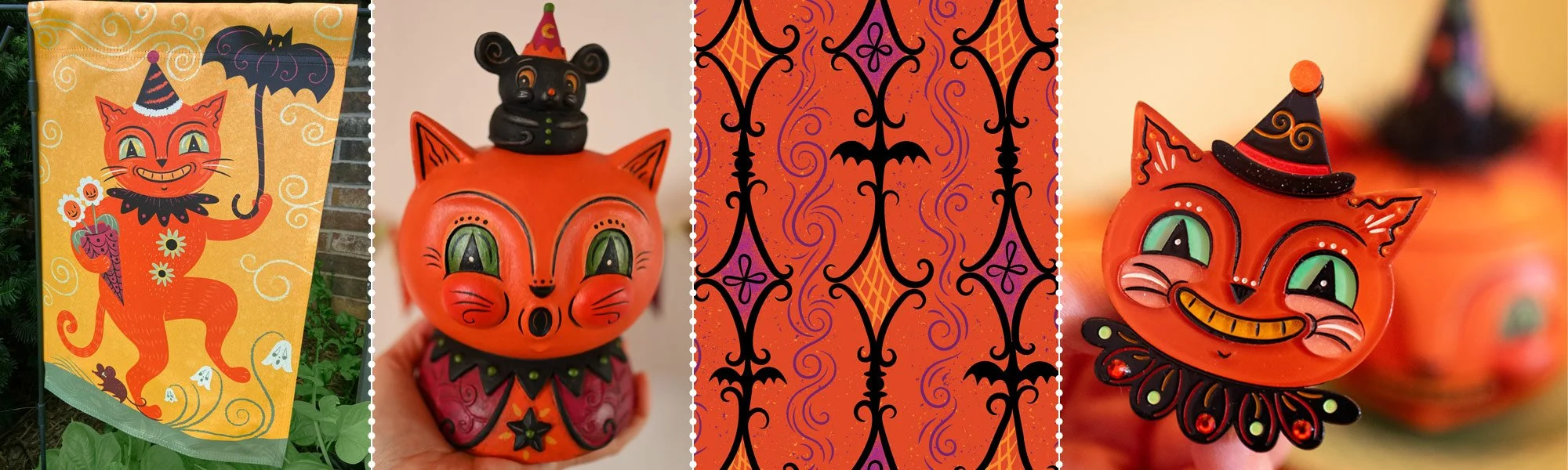 Home-Halloween-Banner-Johanna-Parker-Jolly-Copper-Orange-Cat-Addison-Hollow-Garden-Flag-Bethany-Lowe-container-Lipstick-&-Chrome-Brooch.jpg