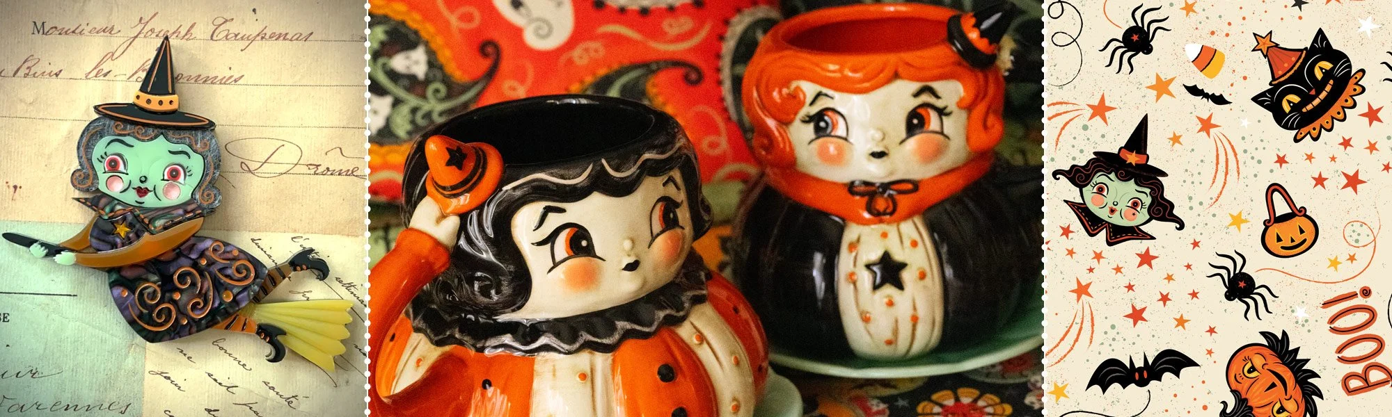 Home-Halloween-Banner-Johanna-Parker-Broomhilda-Lipstck-&-Chrome-Brooch-Witch-Mugs-Transpac-Brands-Heads-of-Hallowen-Spoonflower-pattern.jpg