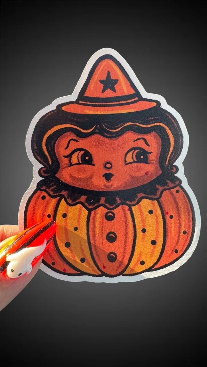 Zombie Lounge Johanna Parker Pumpkin Peep Black Haired Witch Halloween Sticker.jpeg