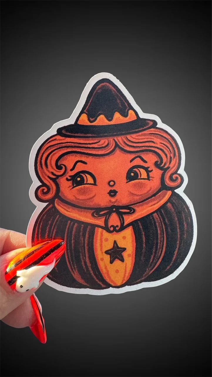 Zombie Lounge Johanna Parker Pumpkin Peep Orange Haired Witch Halloween Sticker.jpeg