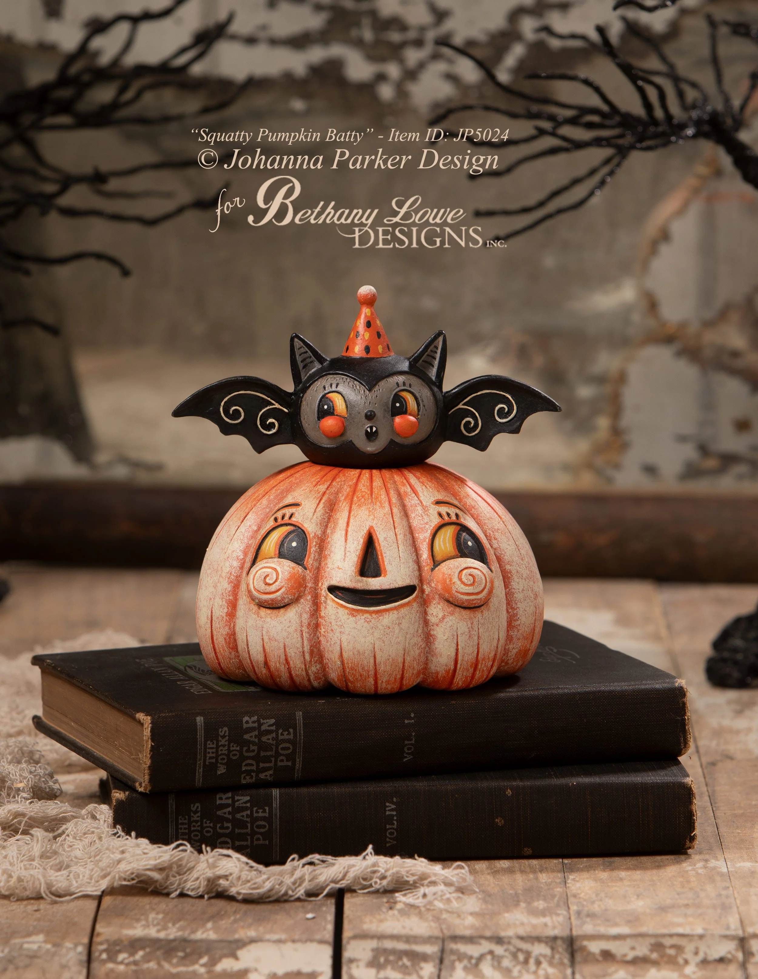 Squatty Pumpkin Batty by Johanna Parker for Bethany Lowe Designs Halloween 2026