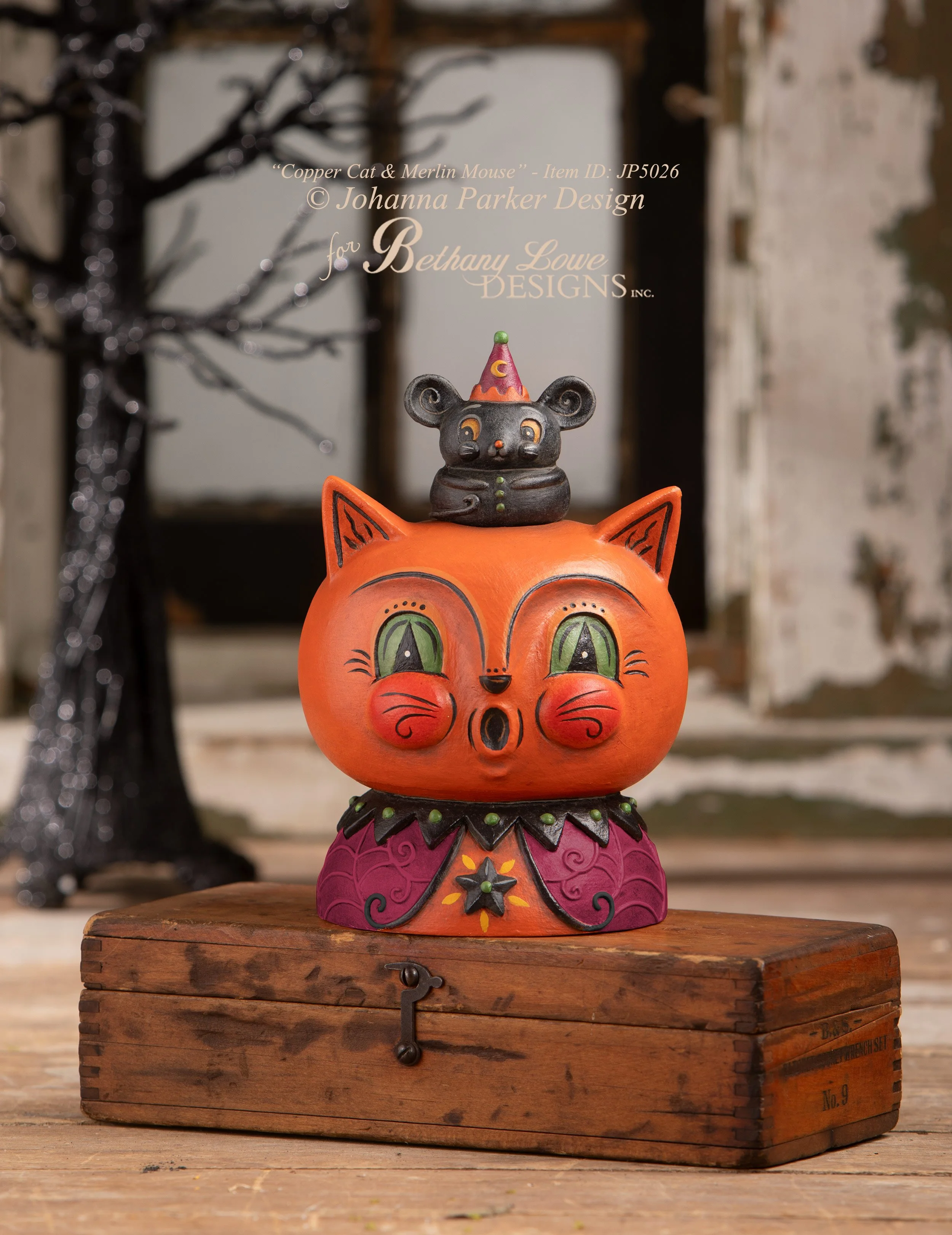 Copper Cat & Merlin Mouse by Johanna Parker for Bethany Lowe Designs Halloween 2026