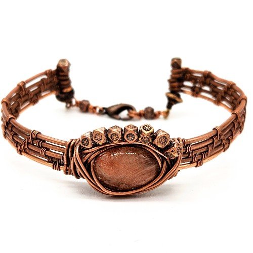 Woven Cuff with Middle Stone