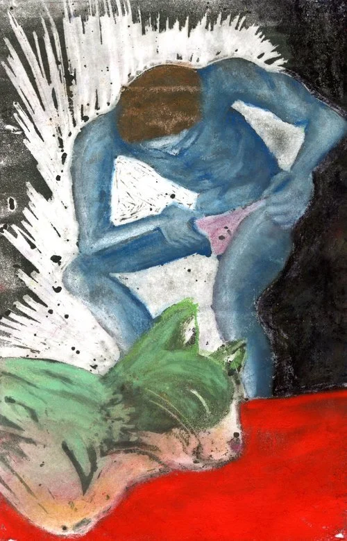 monotype with self made pastel