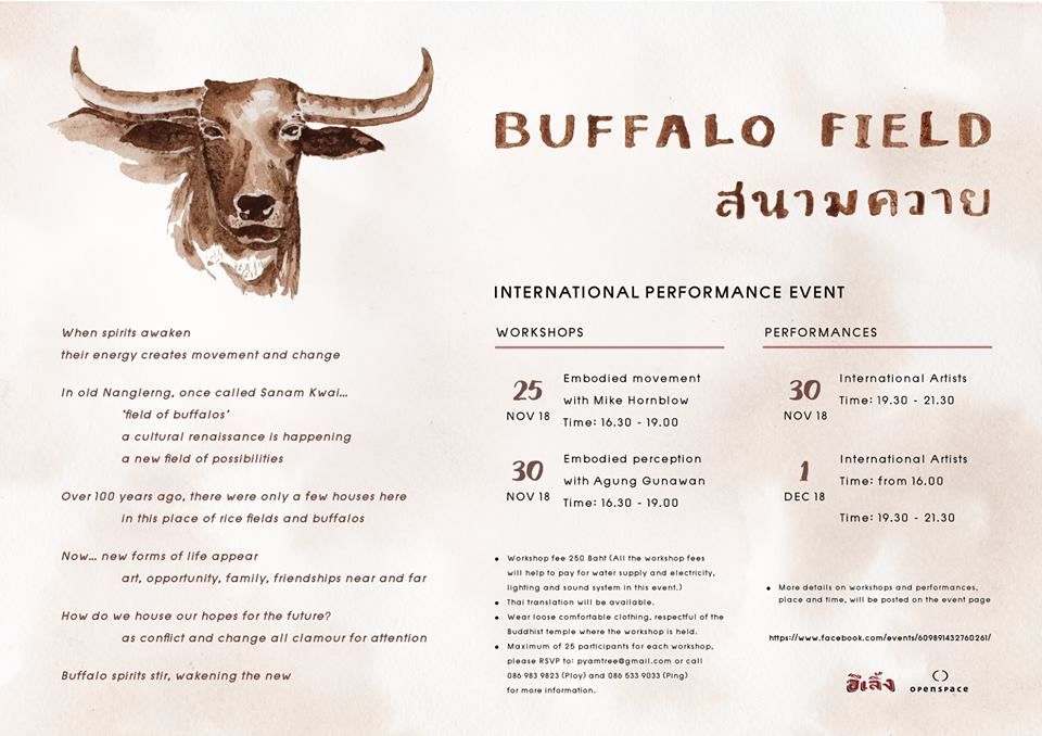 Buffalo Field: embodied movement workshop and performance in Nang Lerng, Bangkok, Thailand - November December 2018