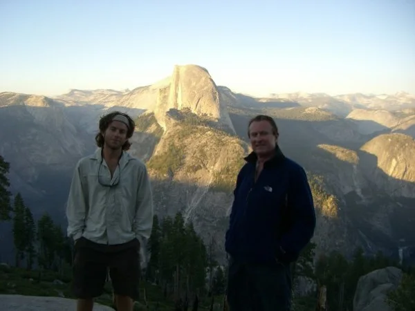 My dad and I having a dinner with a view in 2006