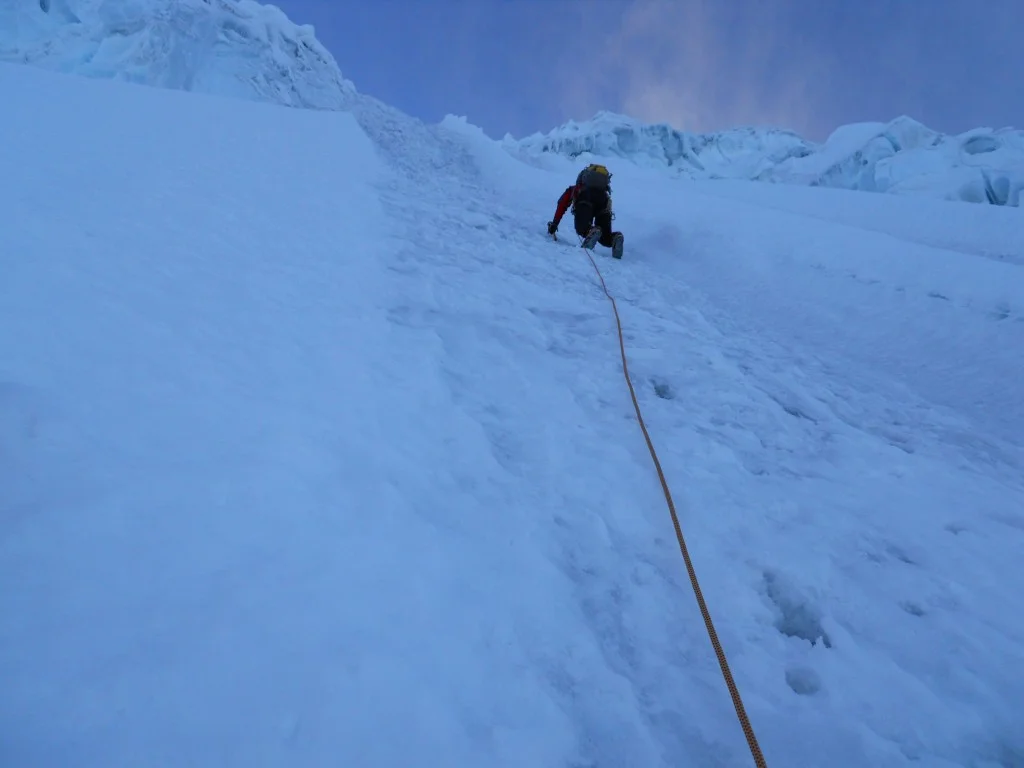 The author vacationing at his winter home. West Face of Tocllaraju, Cordillera Blanca, Peru.