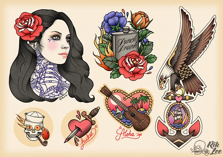 Summertime Tattoo Flash Sheet