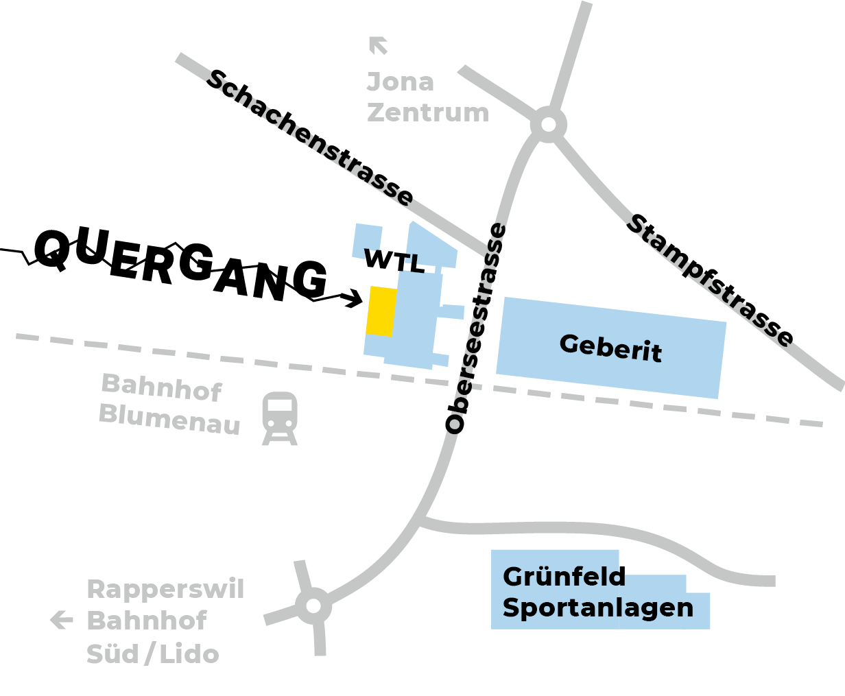 Standort Quergang 2.0: Schachenstrasse 82 in 8645 Rapperswil-Jona.