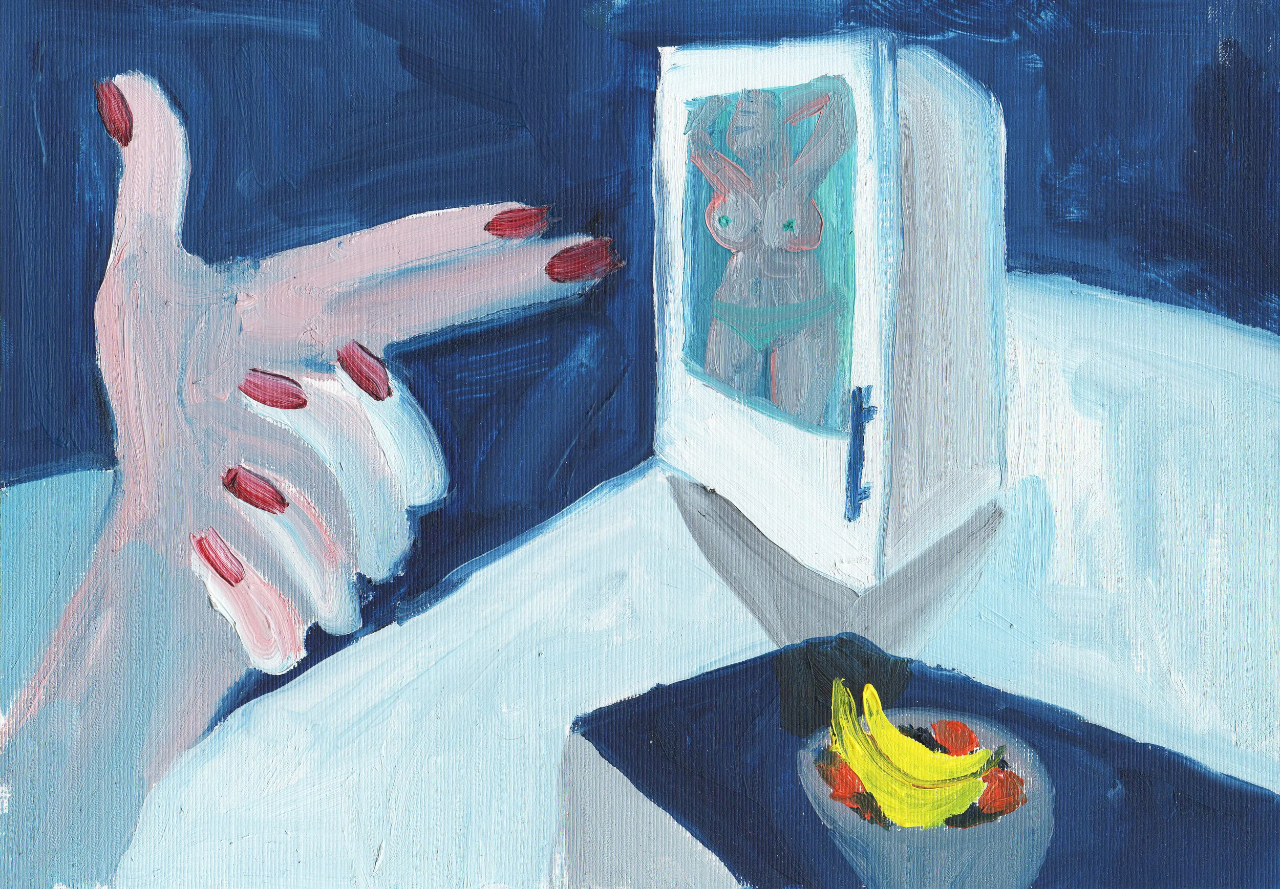 Hand gun in a kitchen scene