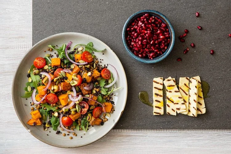 Slow Food: Quinoa, Pumpkin + Haloumi Salad