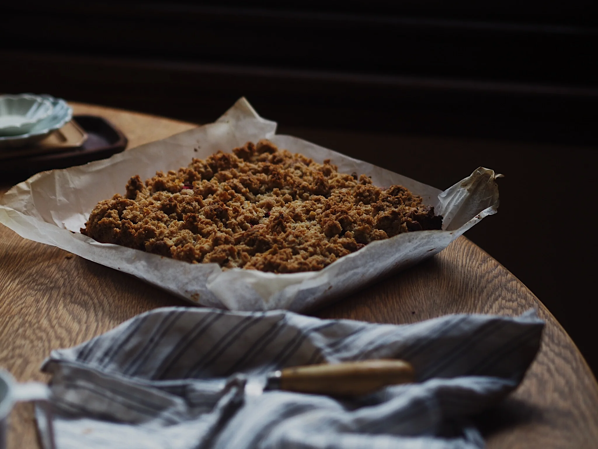 Slow Food: Julia Ostro's Rhubarb Oat Crumble Cake
