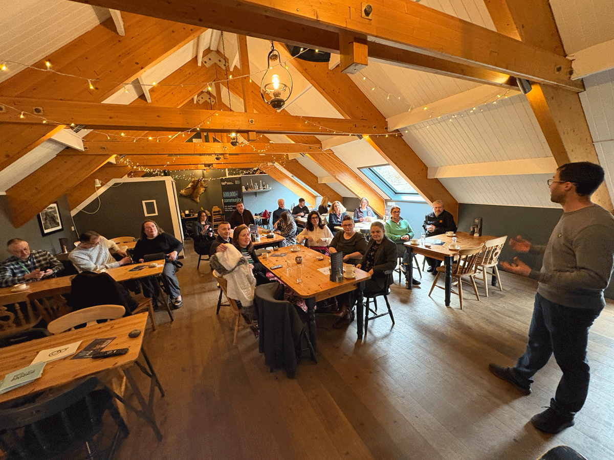 People at a Scottish Network event in Deeside Boat Inn Aboyne.