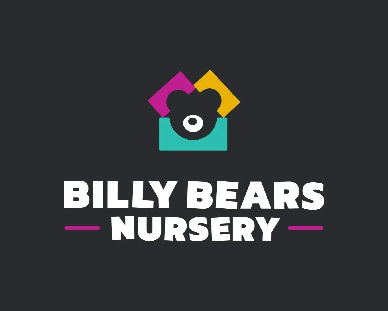 A negative space logo design of a bear for a nursery project by James Bard