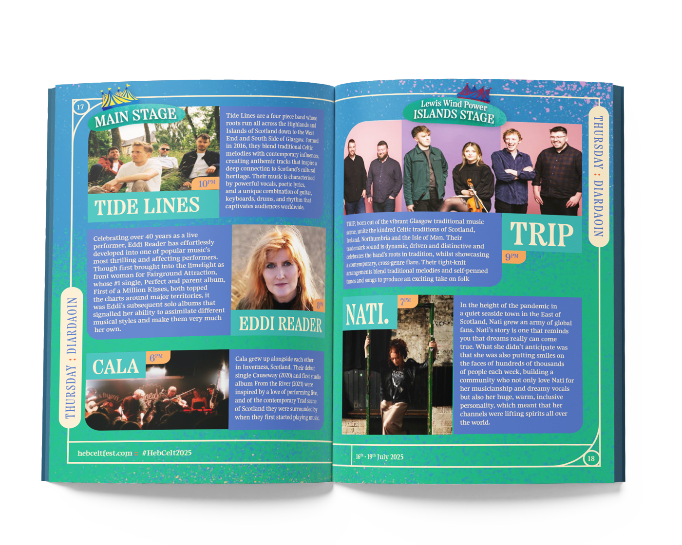 HebCelt Festival guide insisde spread as part of editorial design for music festival
