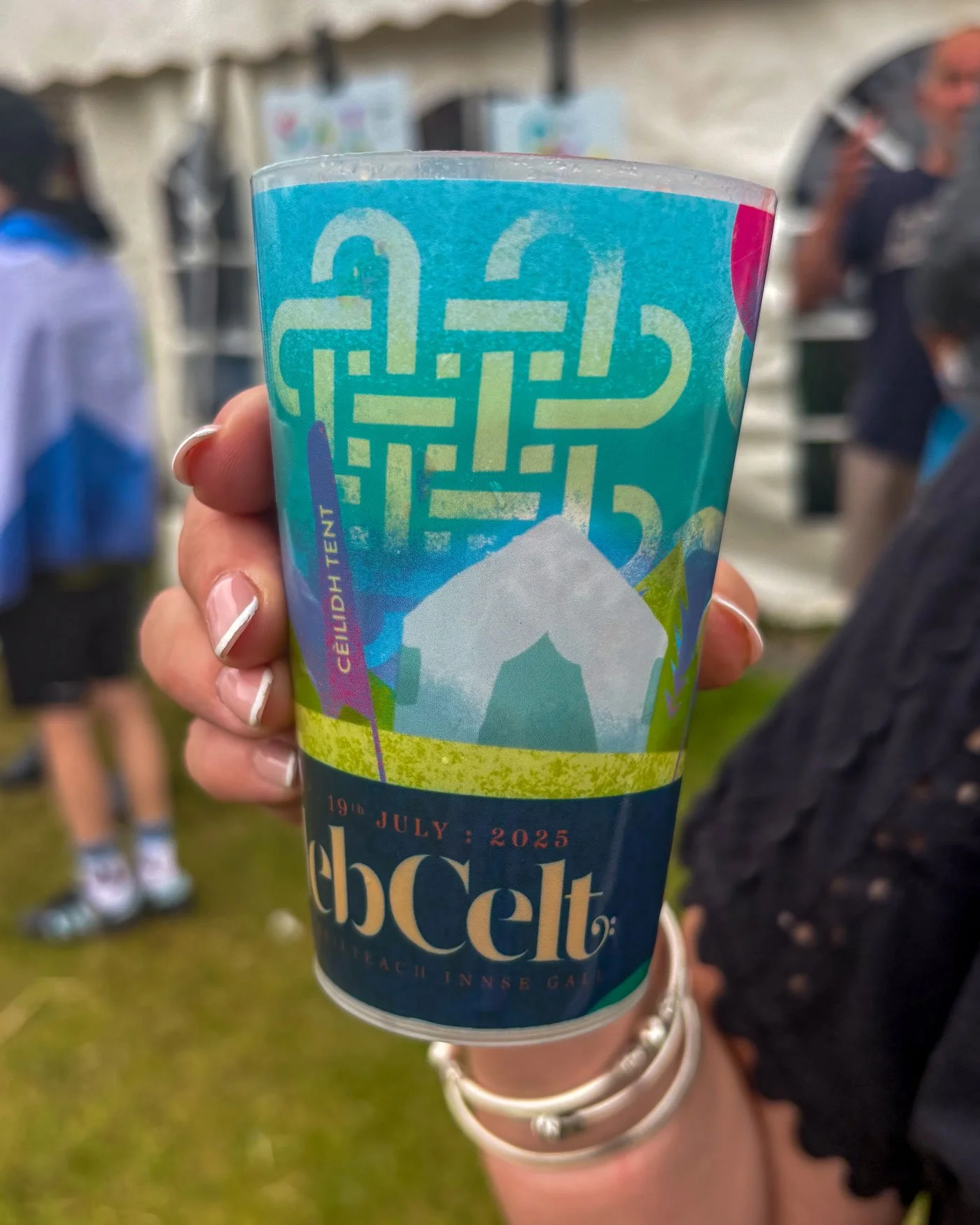 An Isle of Harris Gin Ceilidh cup at the HebCelt Festival