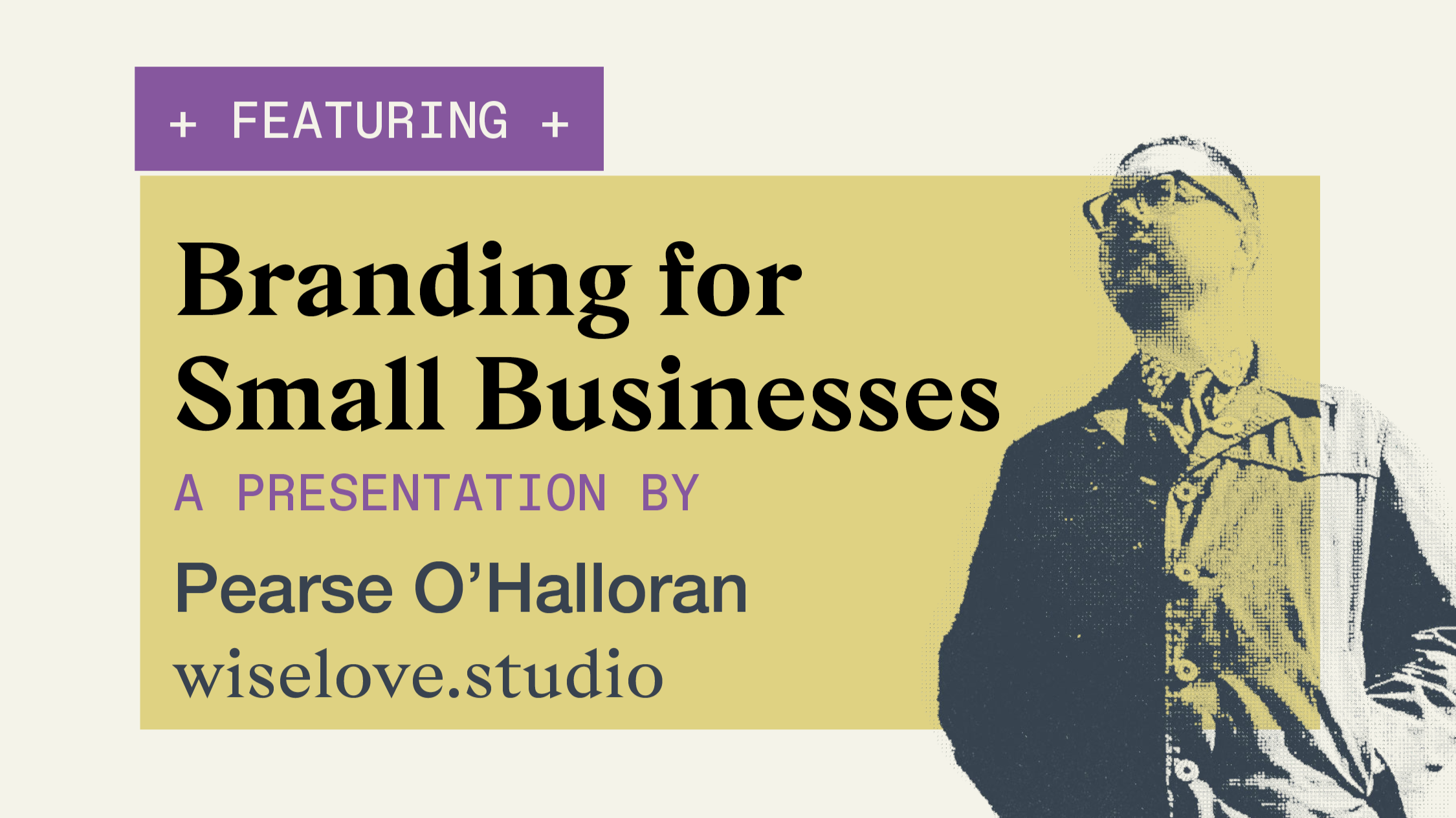 Pearse O'Halloran the founder of WiseLove Studio giving a talk on branding for Business.