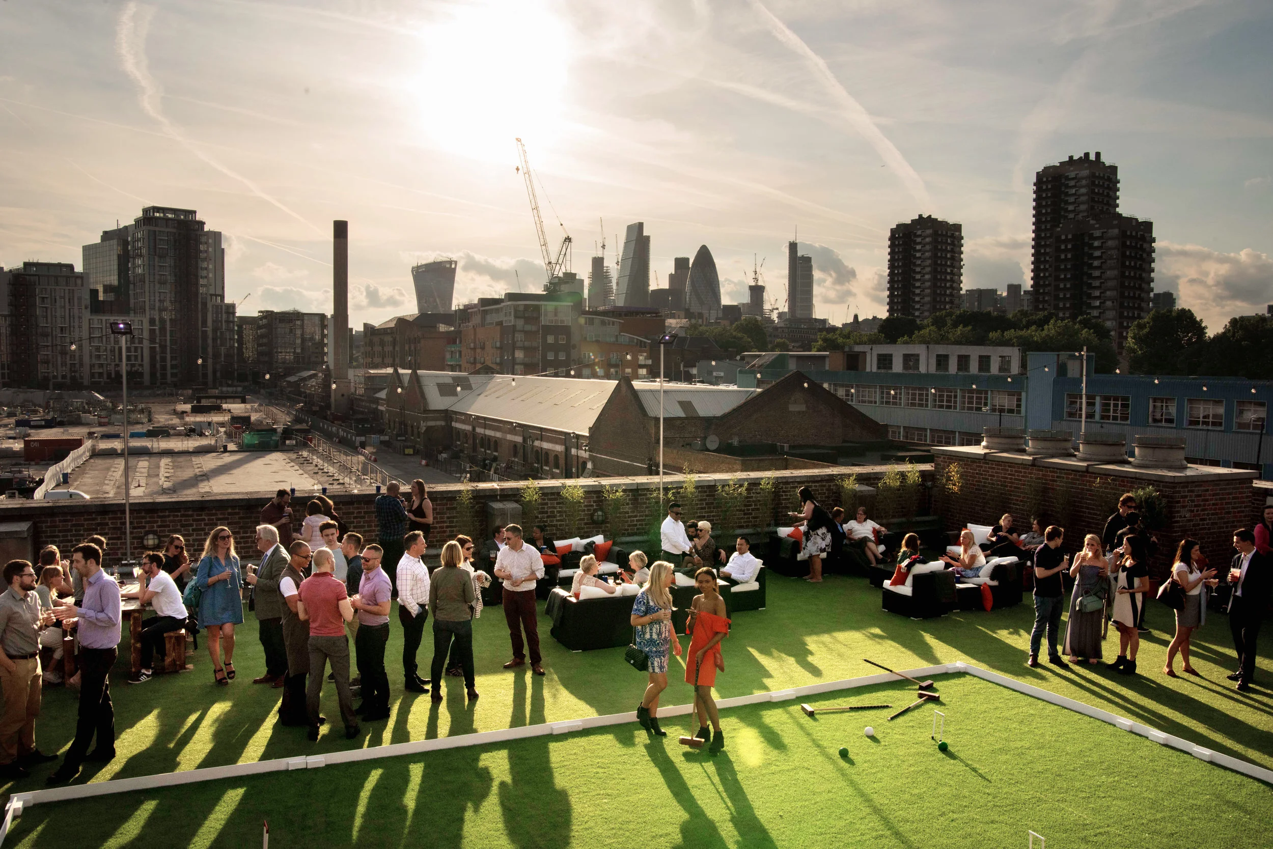 Skylight London Rooftop bar at Tobacco Dock
