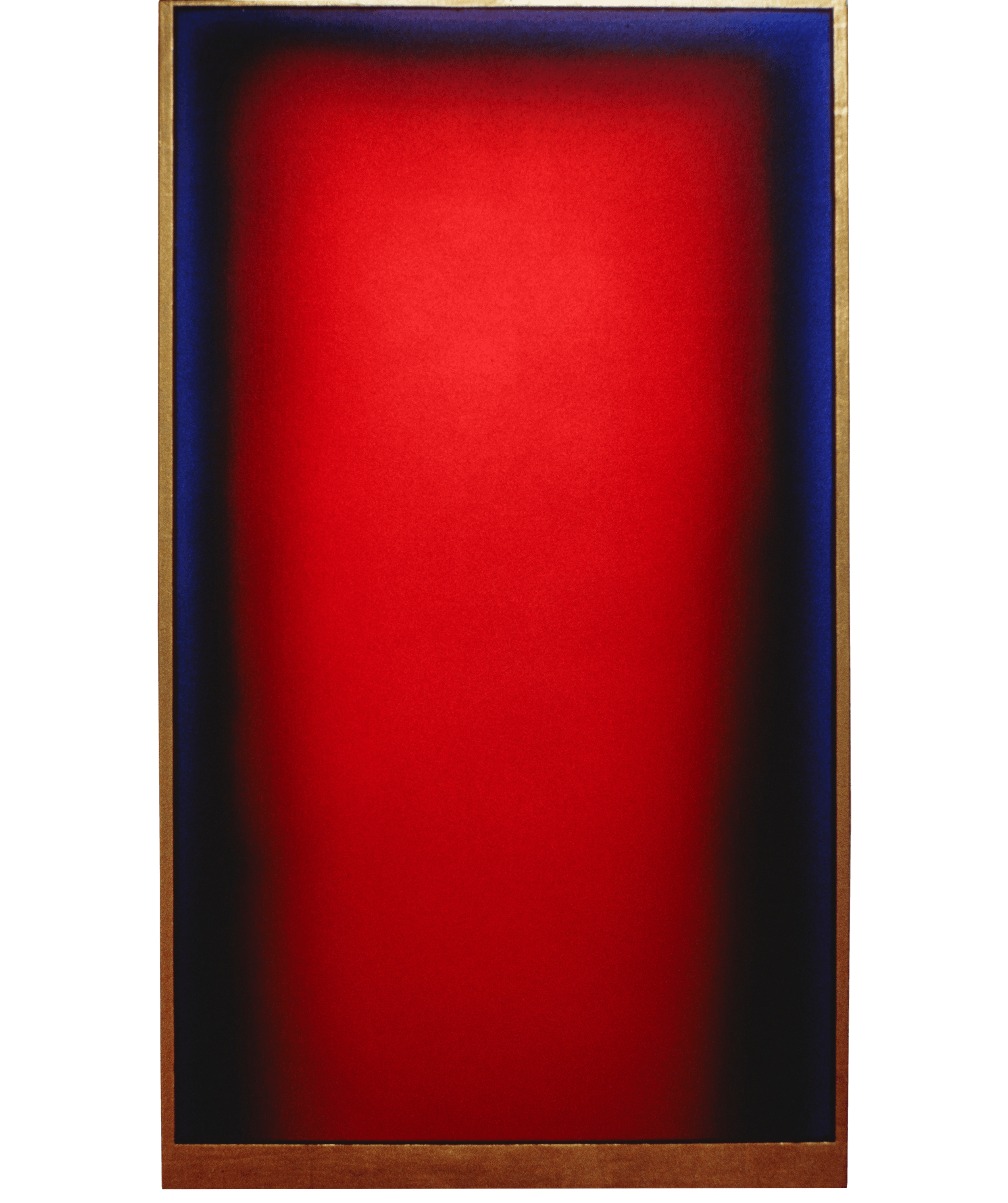   This Has Nothing To Do With Doors,  1987, airbrushed oil paint on canvas, lead frame, and gold leaf 73in x 43in 