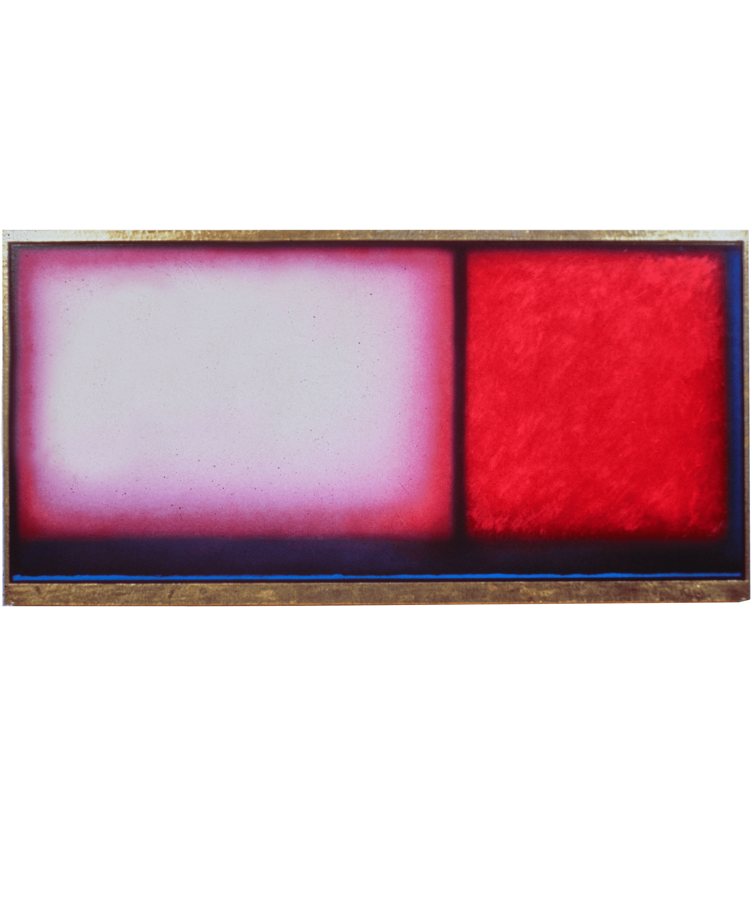   Untitled , 1982, oil on linen and lead frame, 32” × 72” × 1 3/4” 