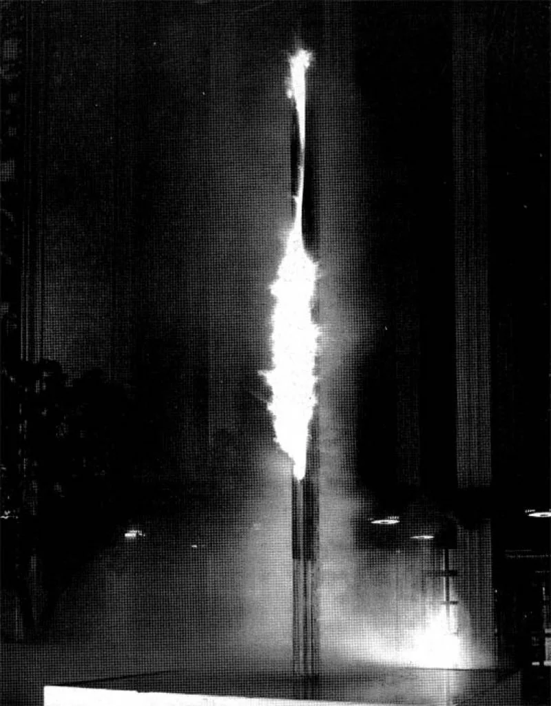 Prime Matter , 1981,  a column of flame and fog. Part of The Museum as Site: Sixteen Projects at the LA County Museum