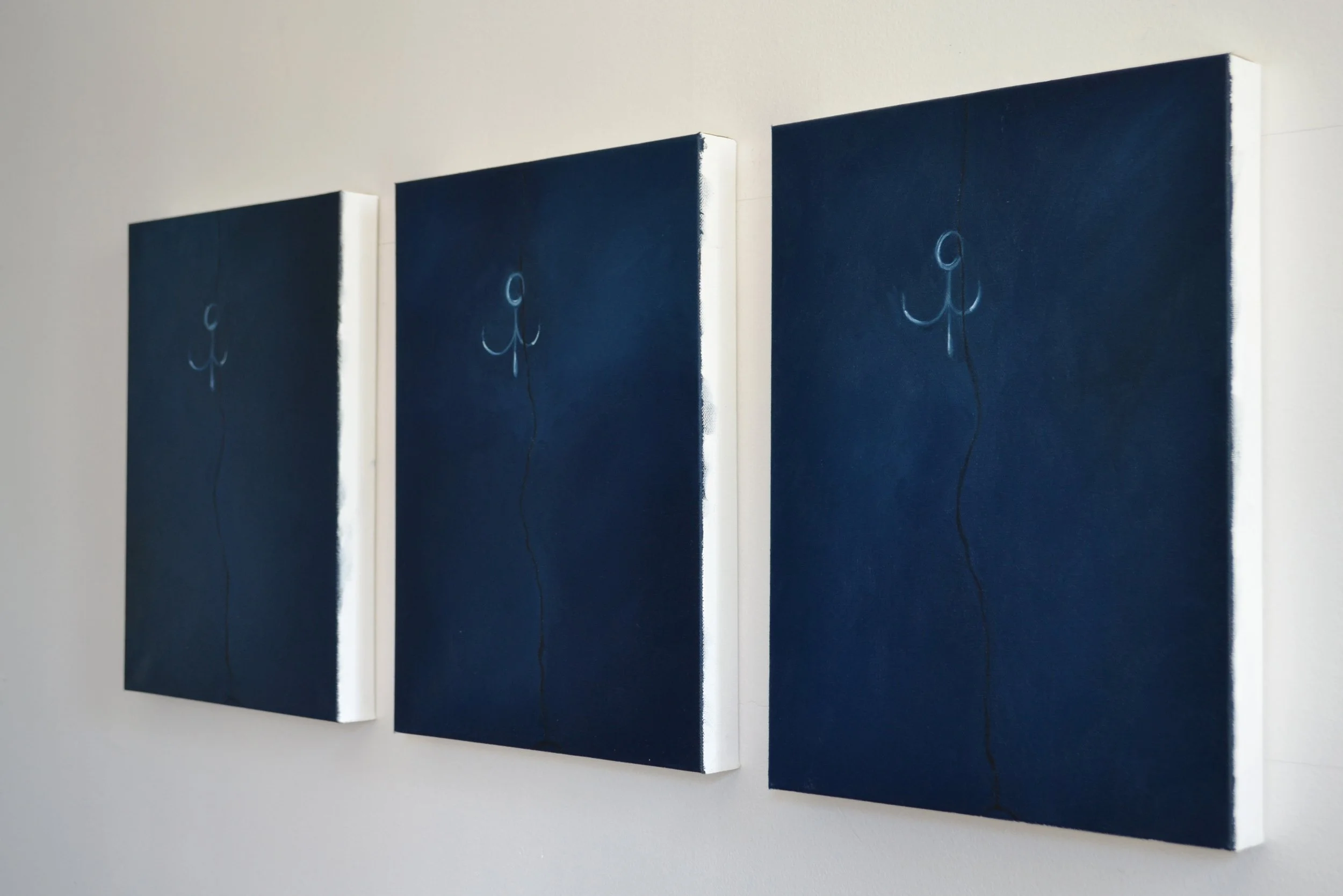   Hook,  oil on canvas, Triptych 12” x 16” 