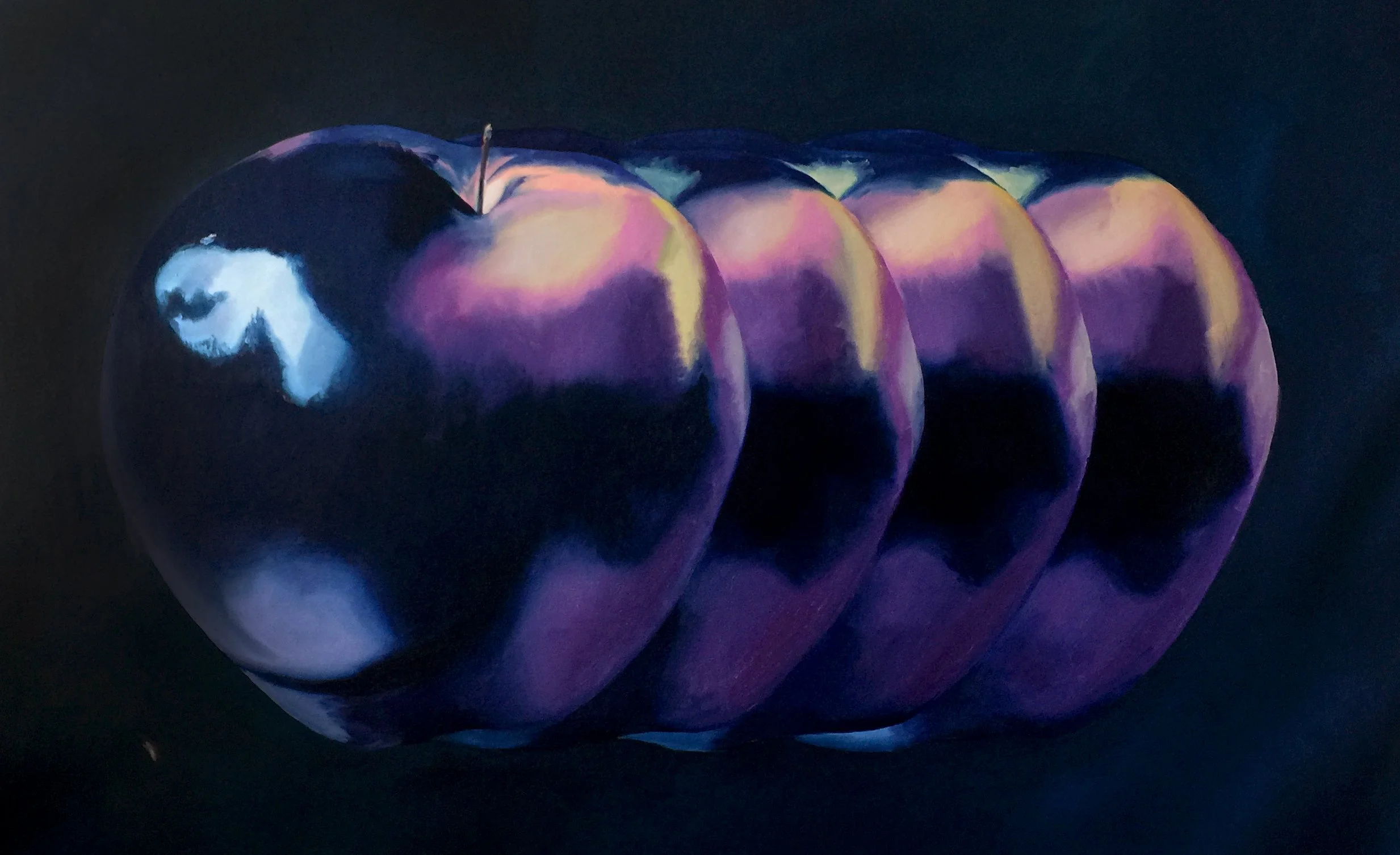four blue apples