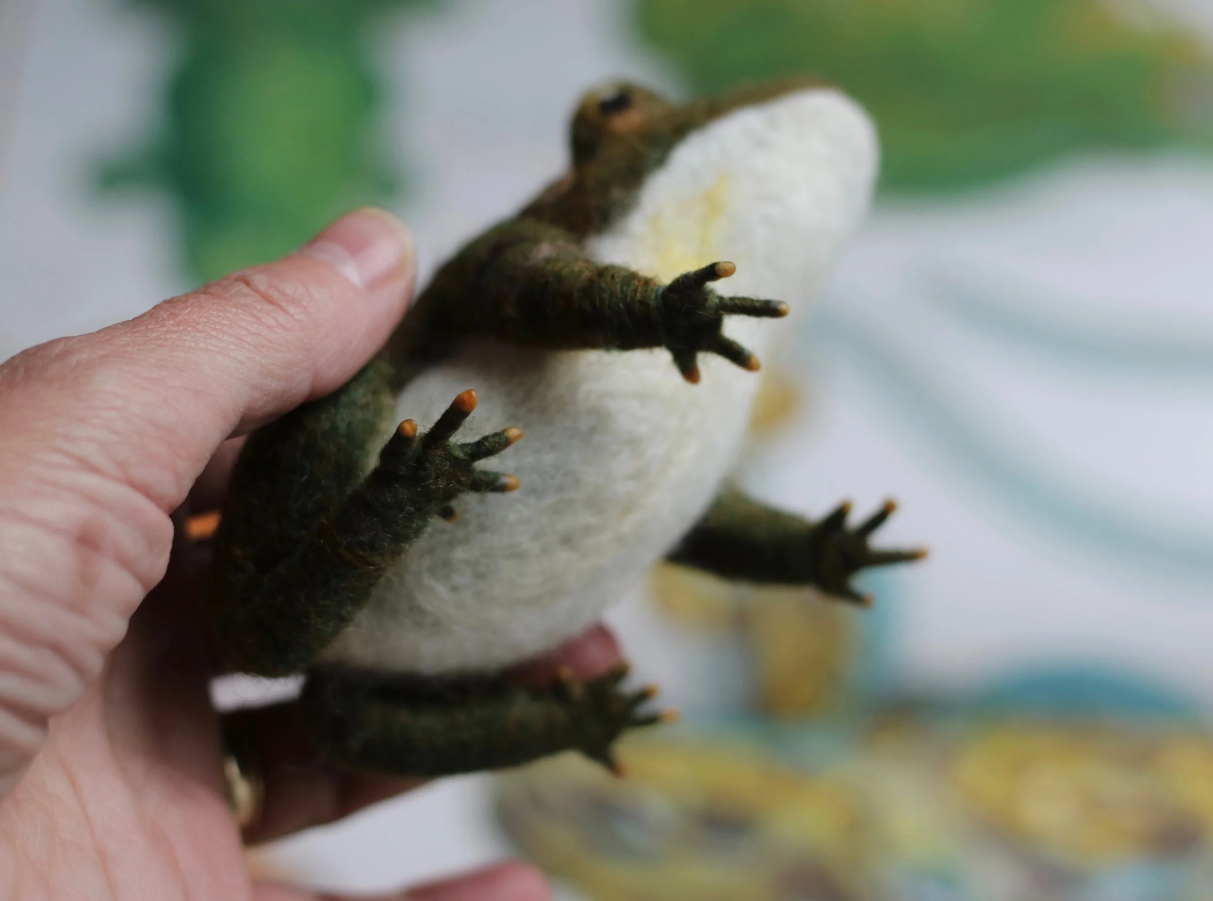 needle felted frog