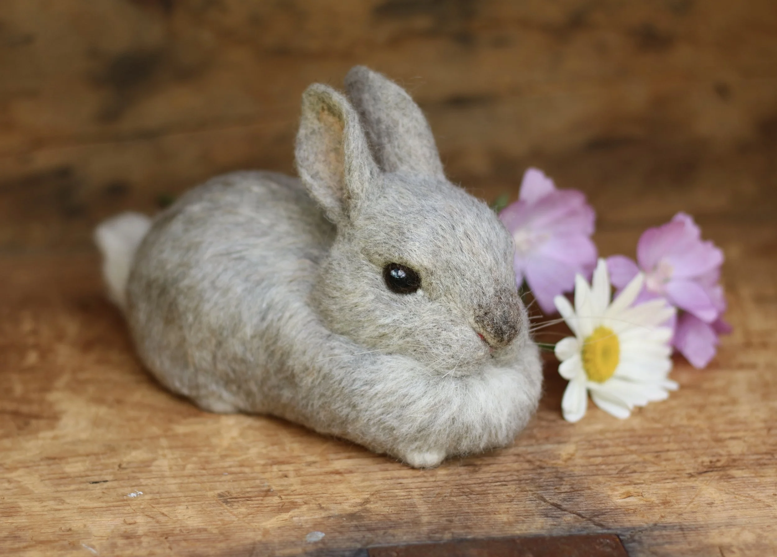 needle felted grey rabbit