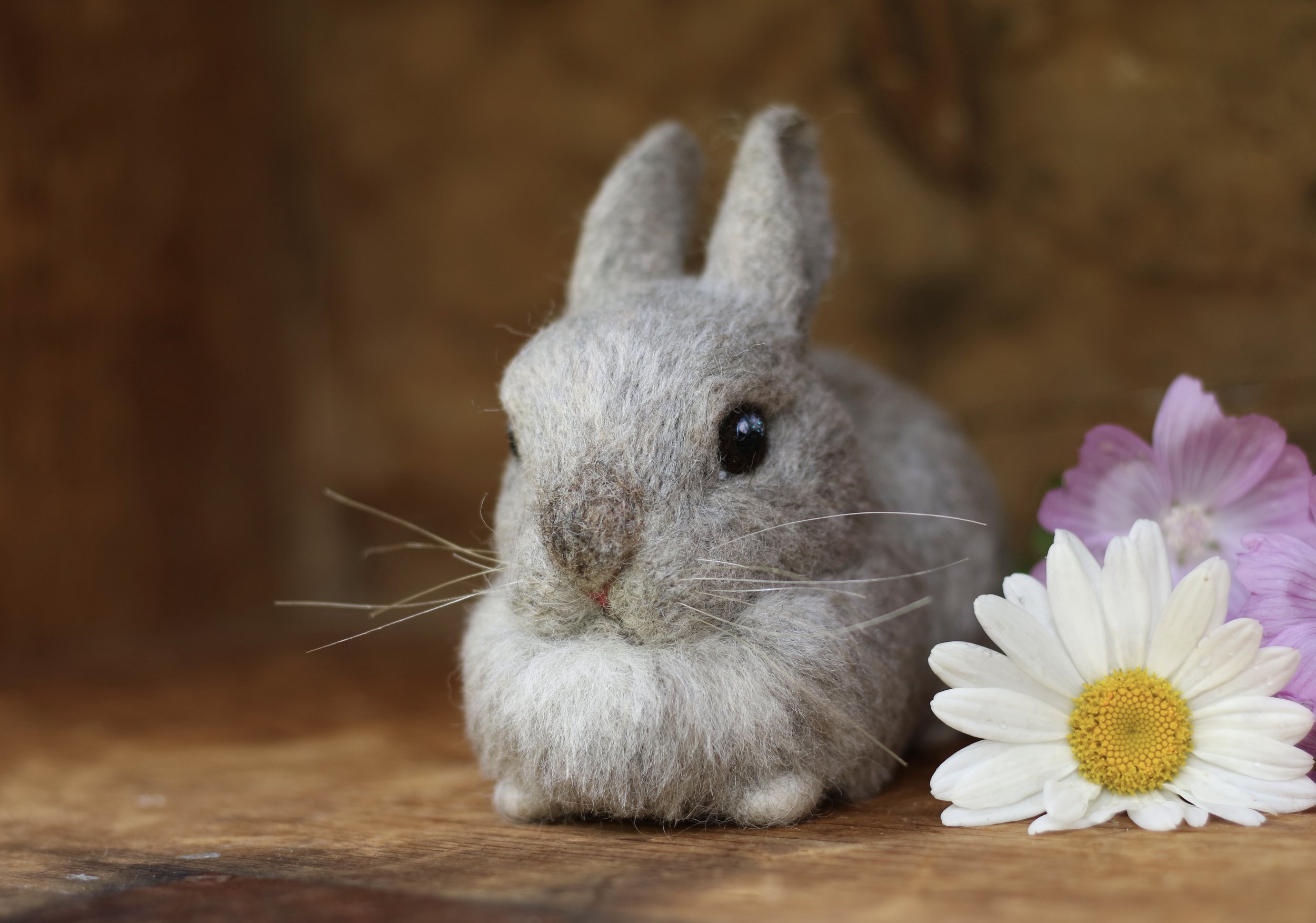 needle felted grey rabbit