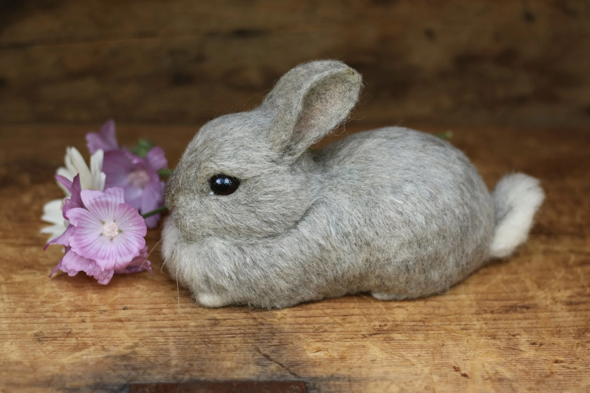 needle felted grey rabbit