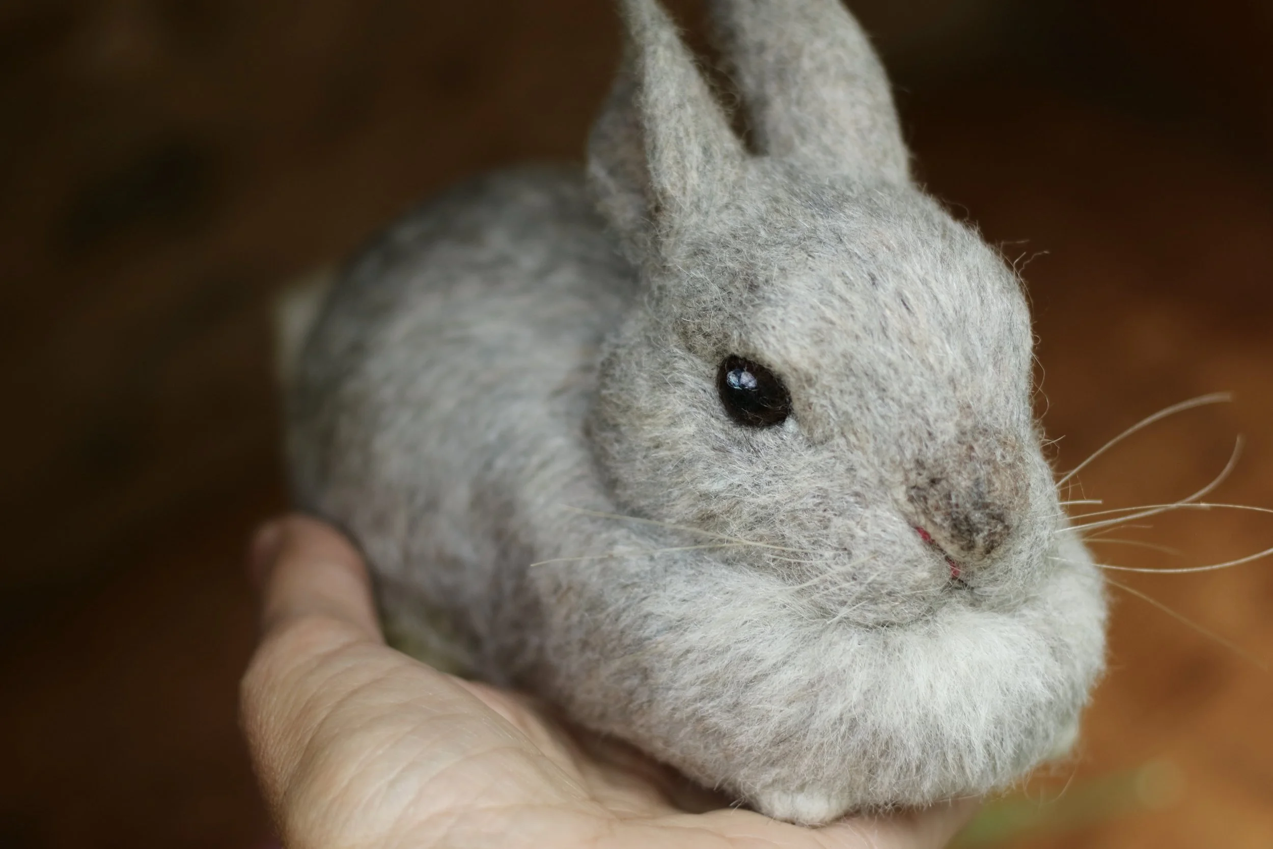 needle felted grey rabbit