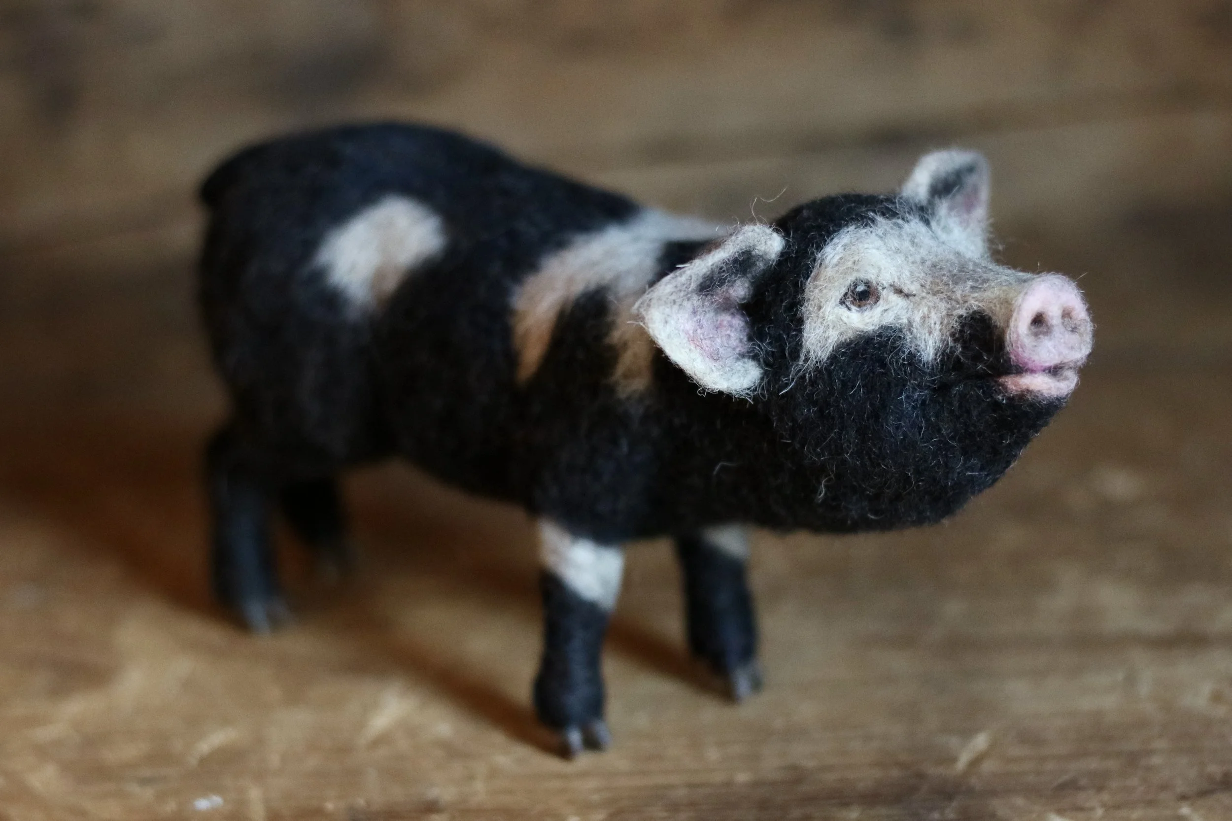 needle felted pig