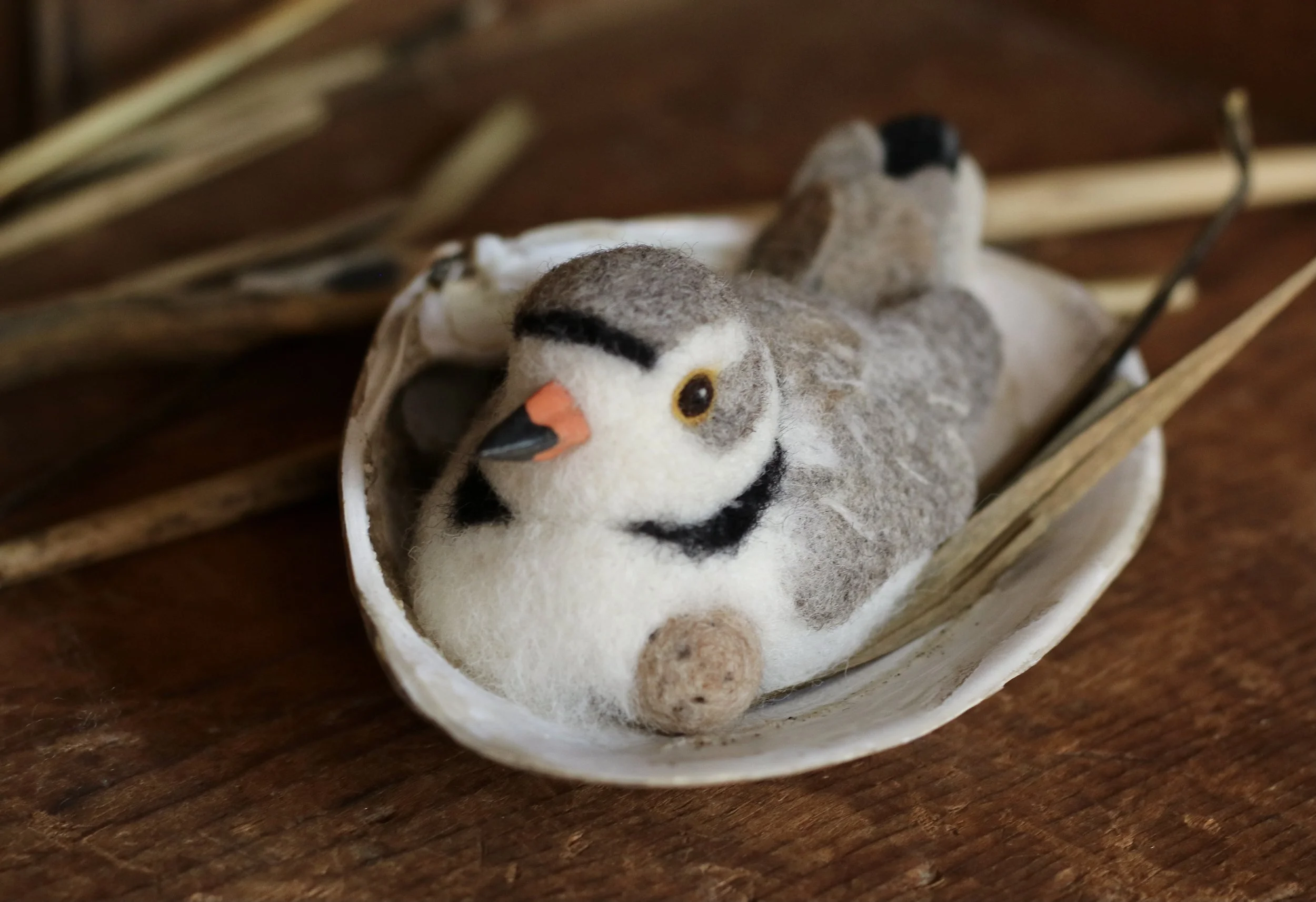 needle felted piping plover