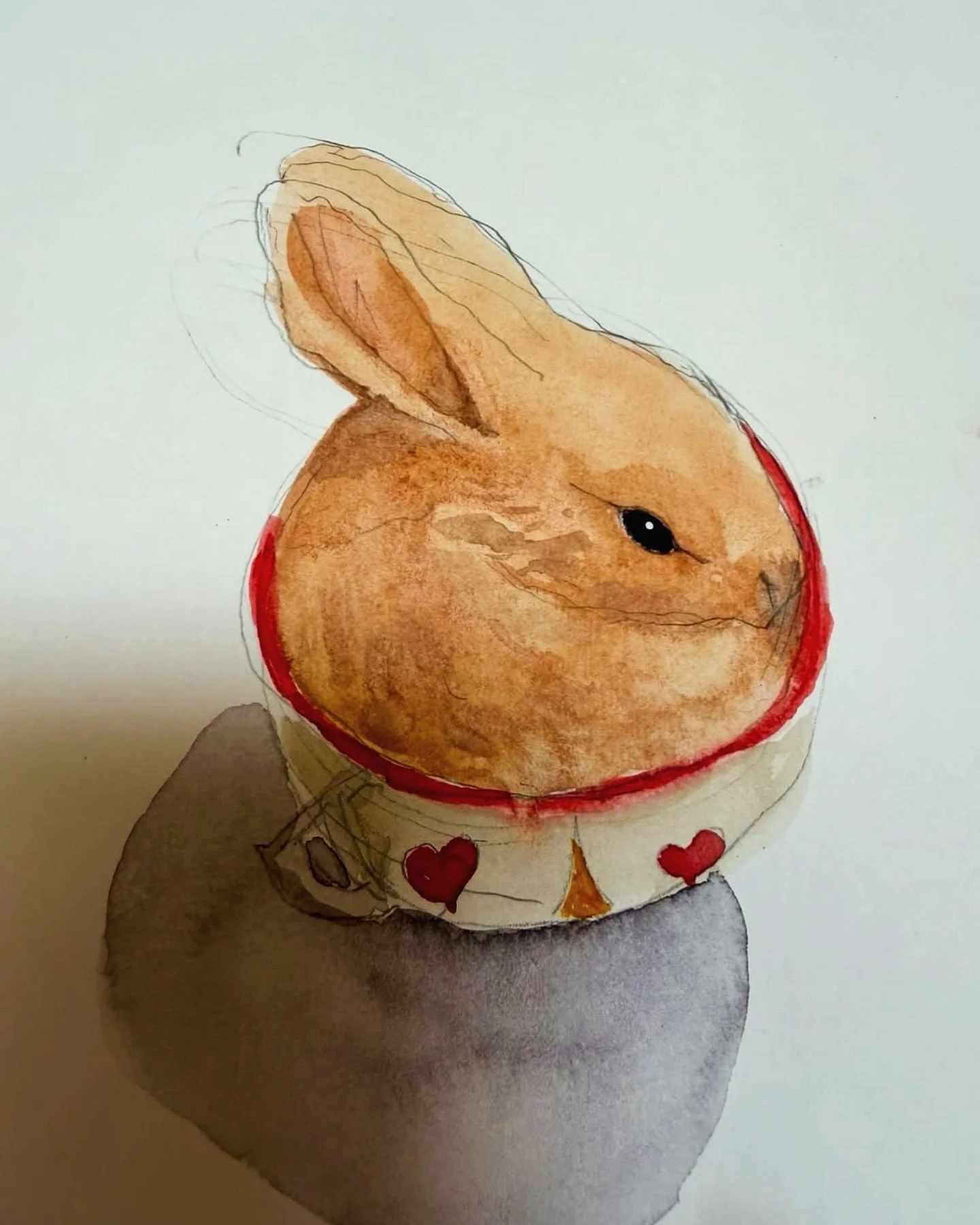 How sweet is this? A lovely customer gifted one of my teacup bunnies to her friend, and in return, the recipient painted this darling watercolor of it. I&rsquo;m so touched by her talent! 🎨🐰
