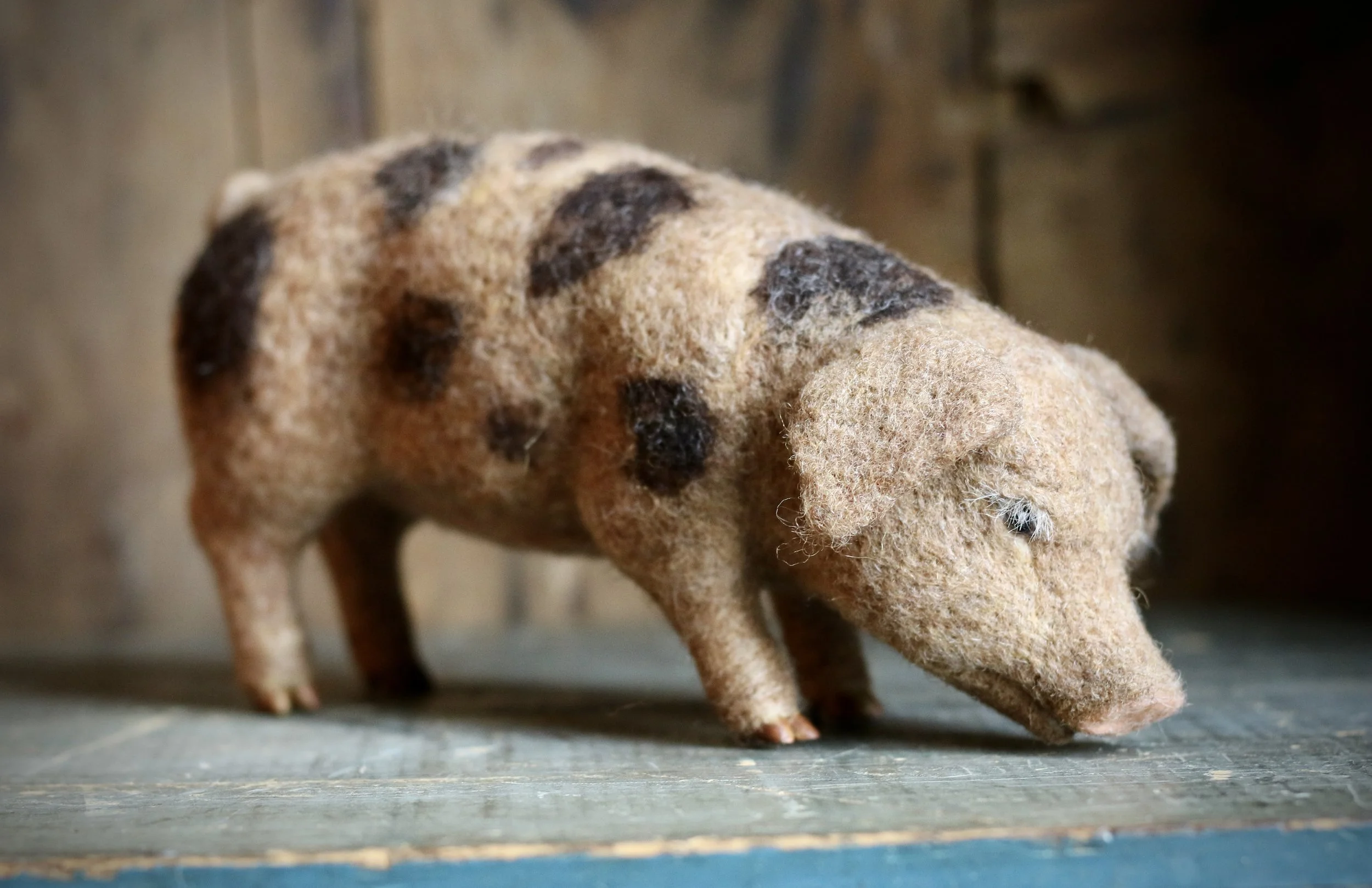 needle felted pig