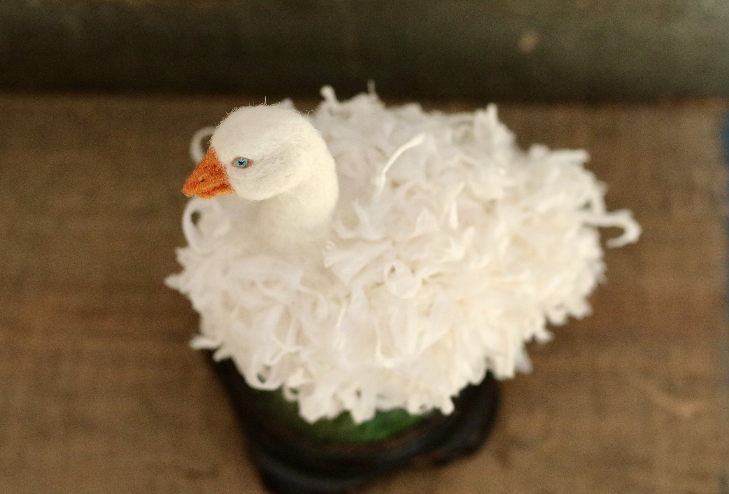 needle felted Sebastopol goose